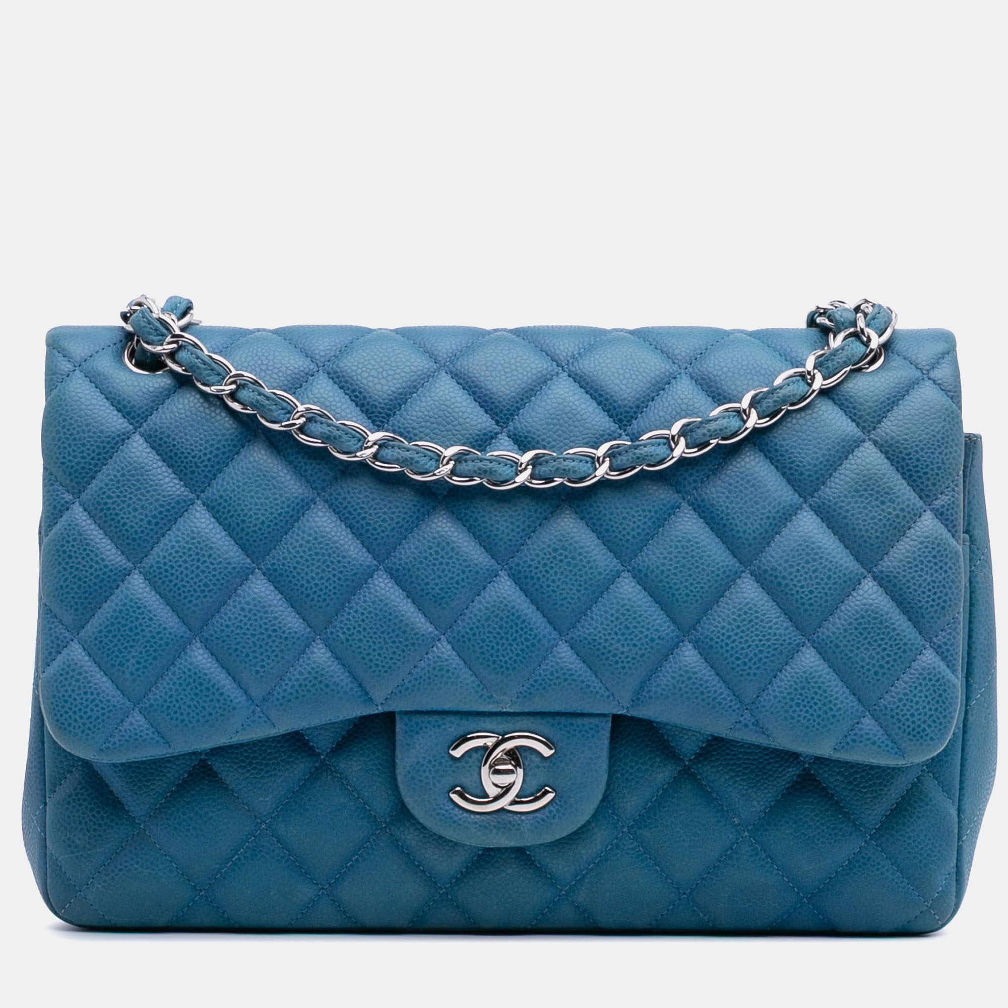 

Chanel Blue Jumbo Classic Caviar Double Flap