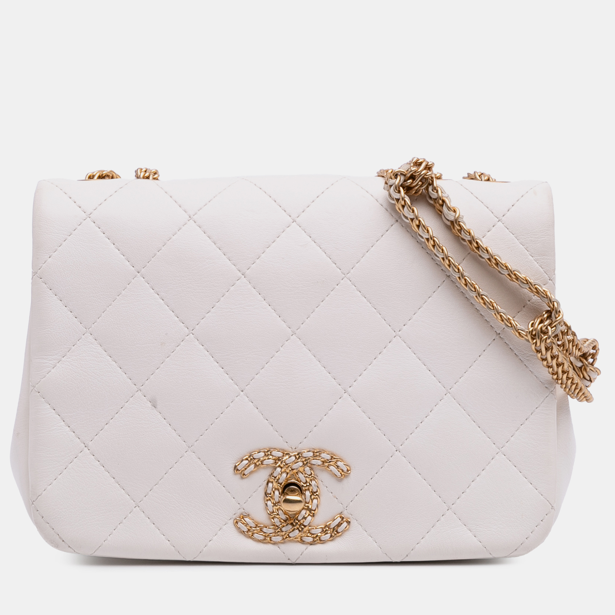 

Chanel White Small Quilted Lambskin On And On Chain Flap