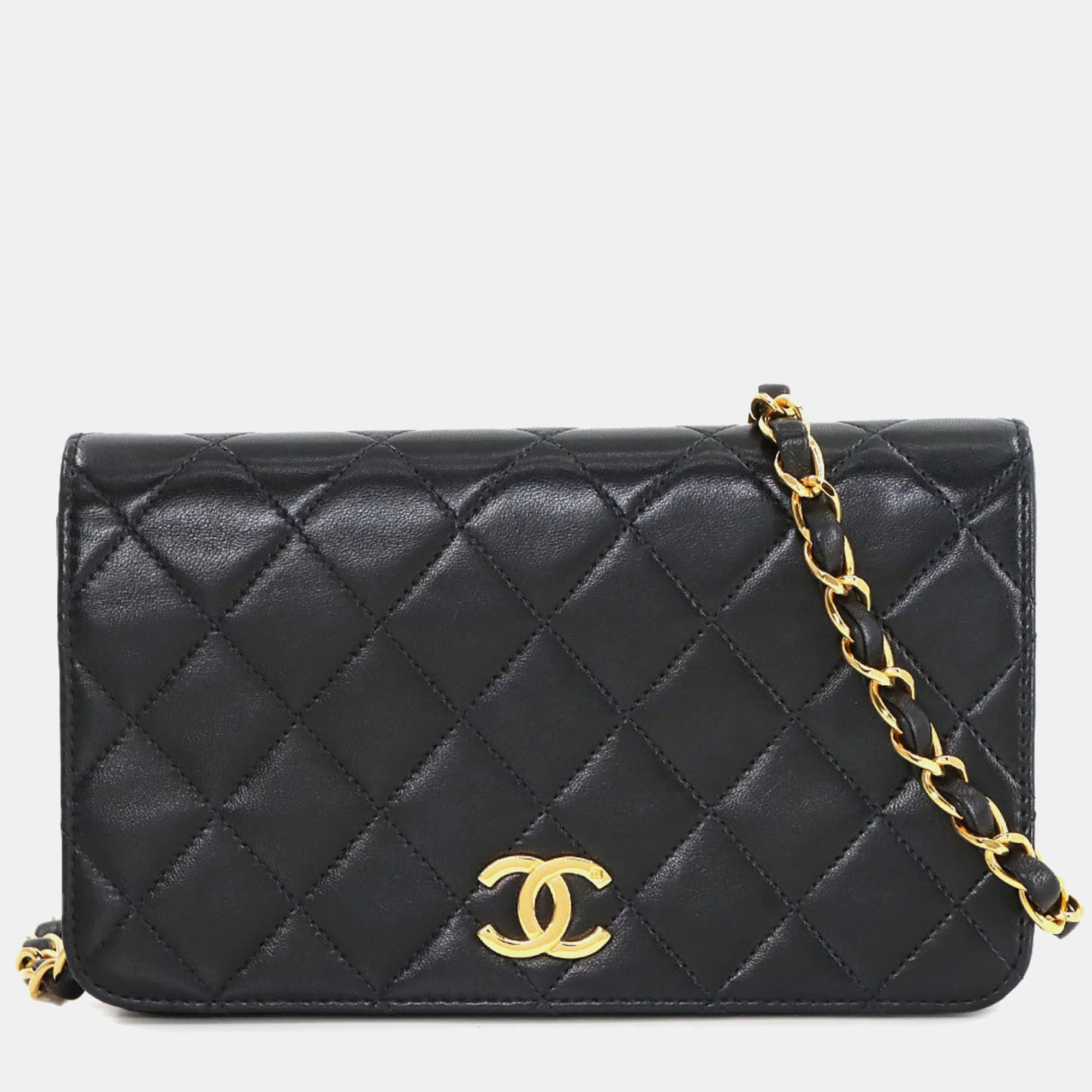 

Chanel Full Flap Black Leather Chain Shoulder Bag