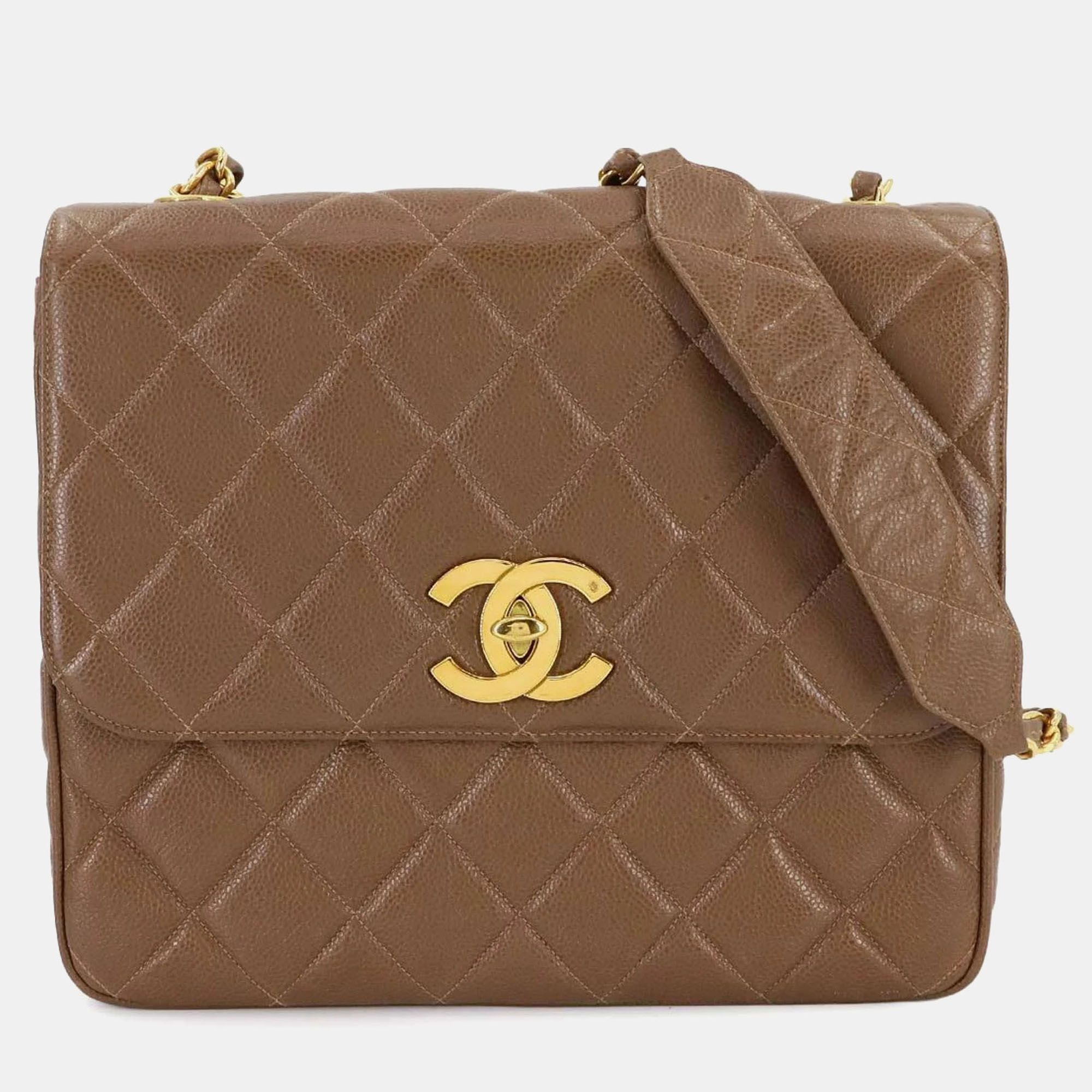 

Chanel Matelasse Chain Shoulder Bag Caviar Skin Brown Gold Hardware