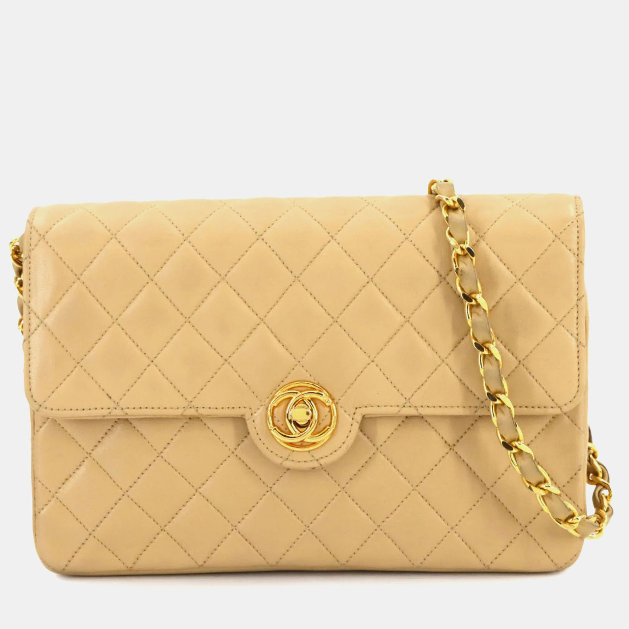 

Chanel Beige Leather Chain Shoulder Bag