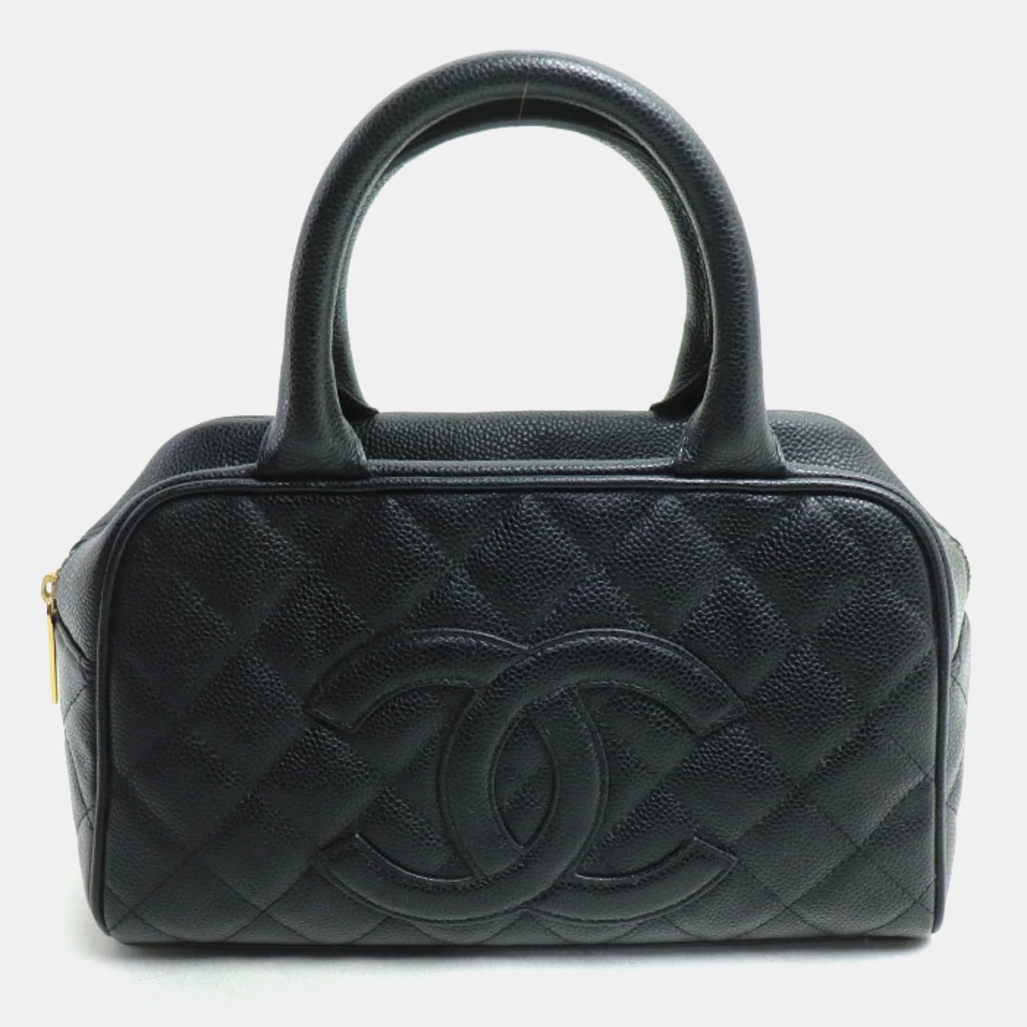 

Chanel Mini Black Leather Boston Bag