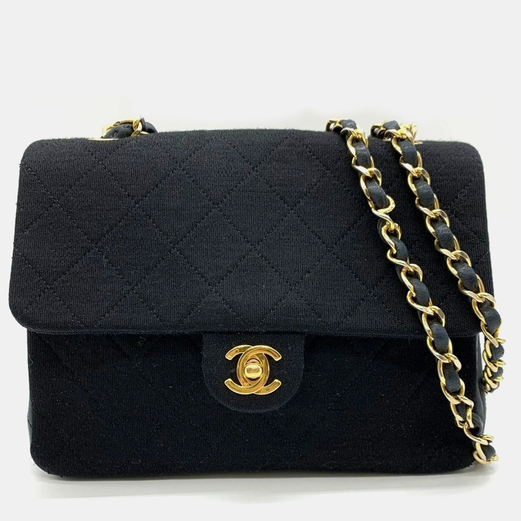 

Chanel Cotton Jersey Black Chain Shoulder Bag