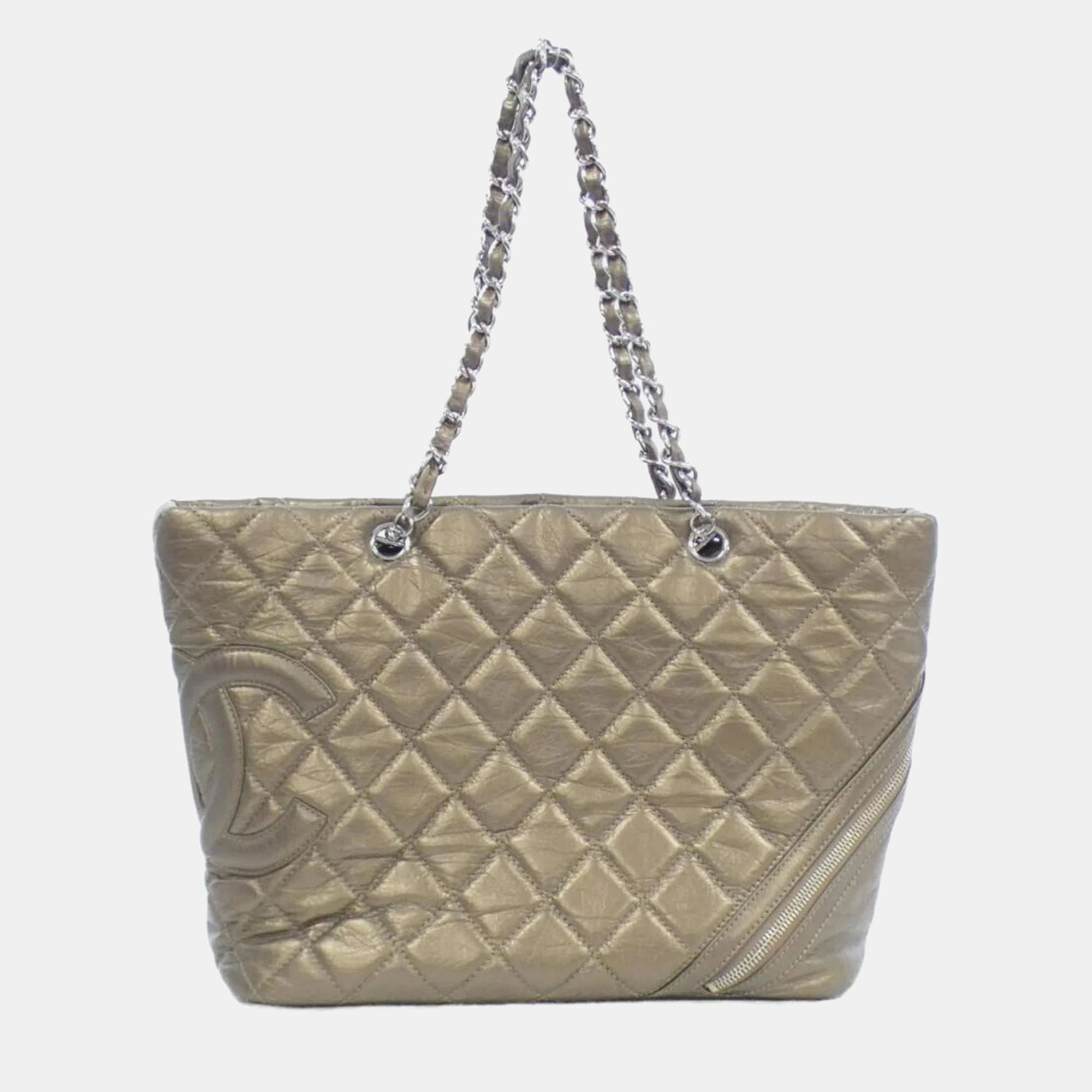 

Chanel CC Beige Cotton and Leather Shoulder Bag, Gold