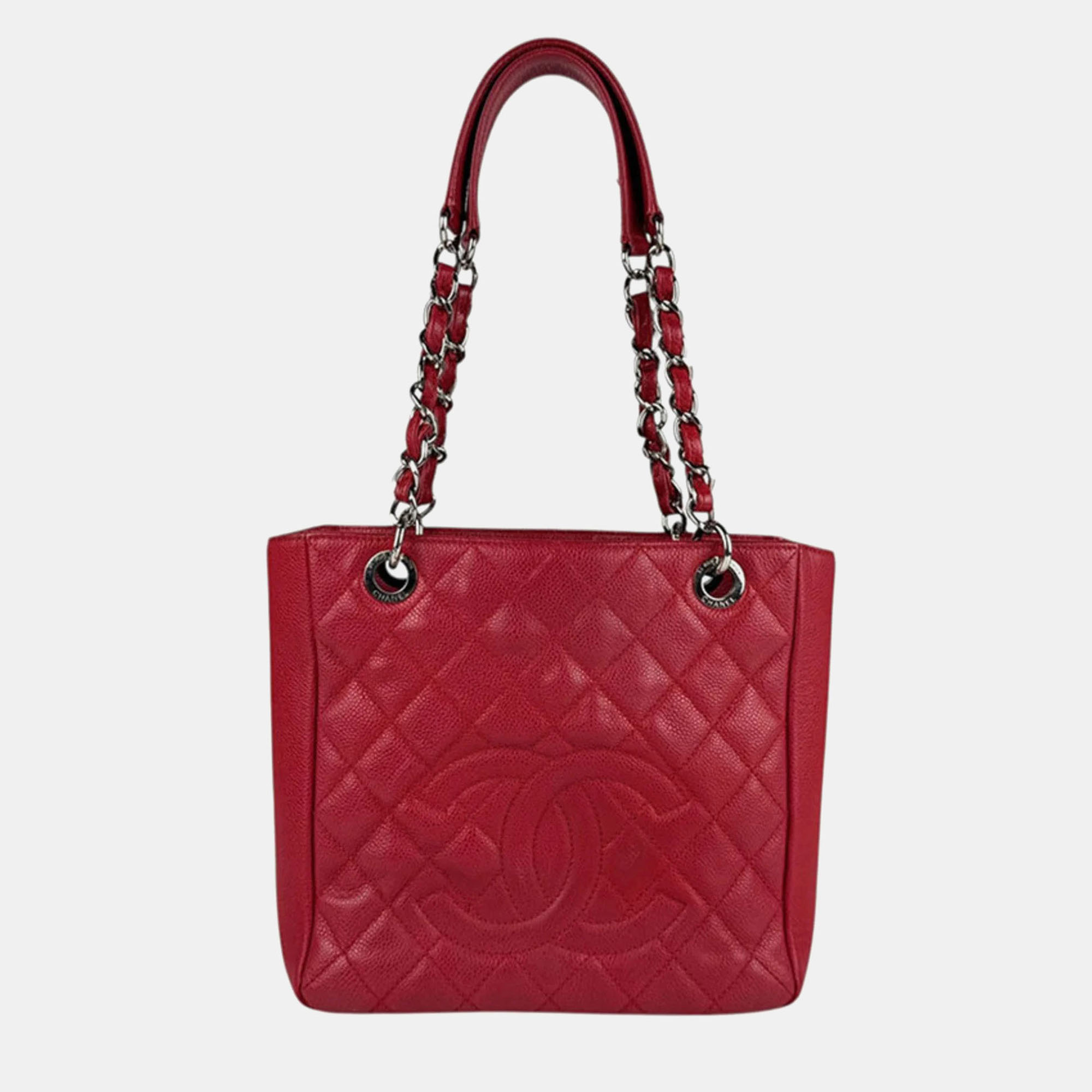 

Chanel Red Caviar Leather Tote Bag