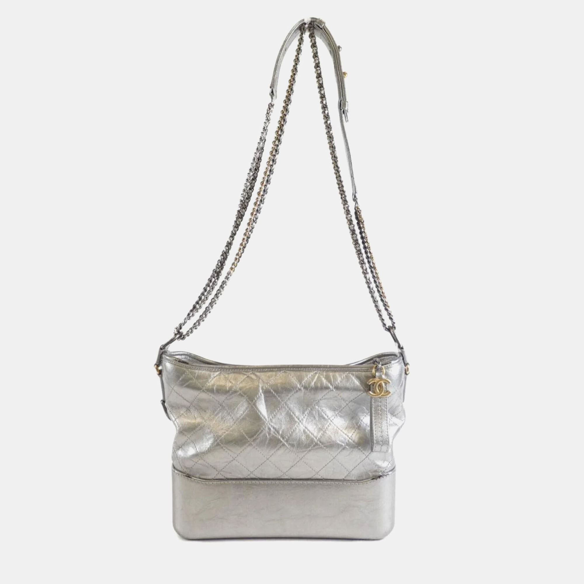 

Chanel Gabrielle Silver Leather Shoulder Bag