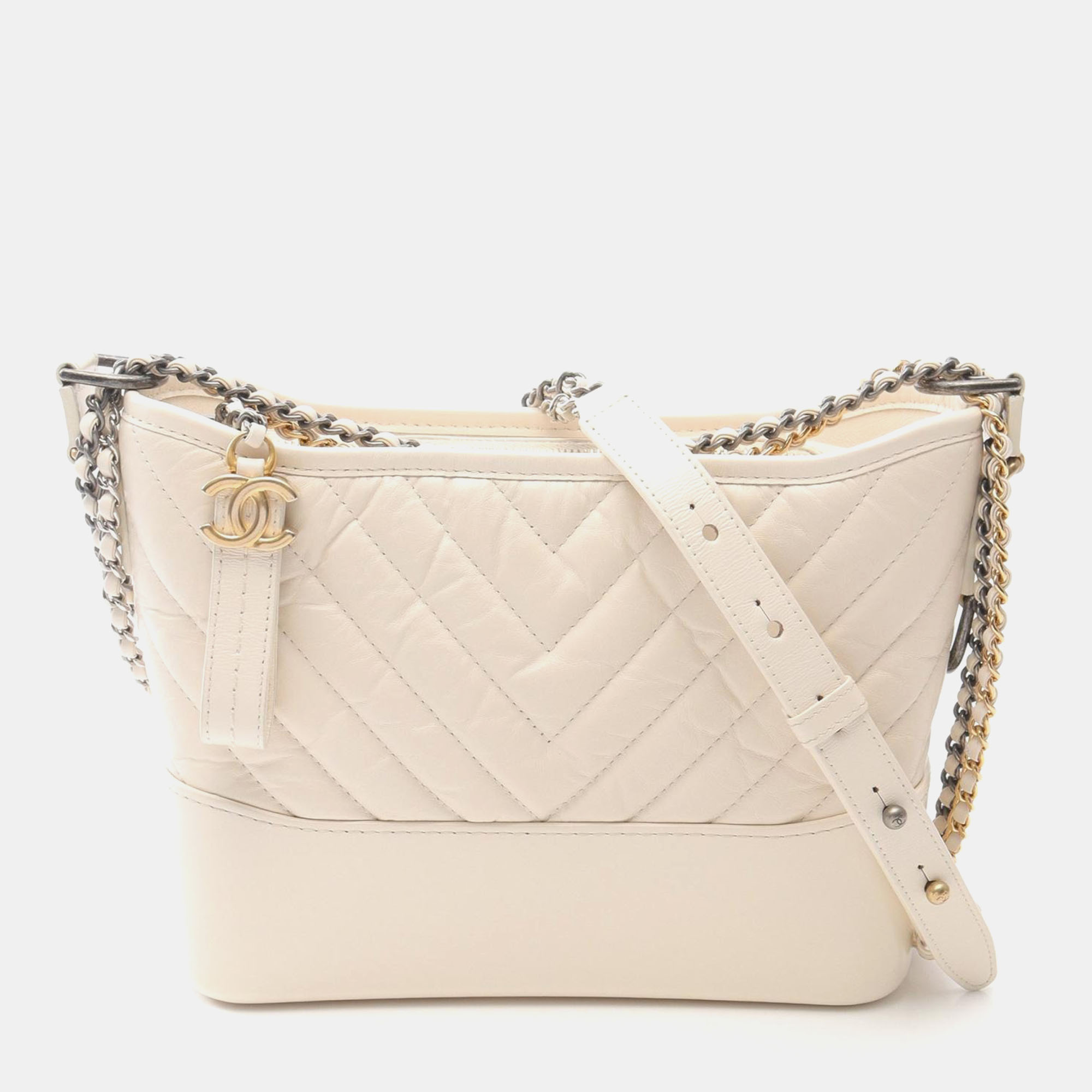 

Chanel Gabrielle White Leather Shoulder Bag