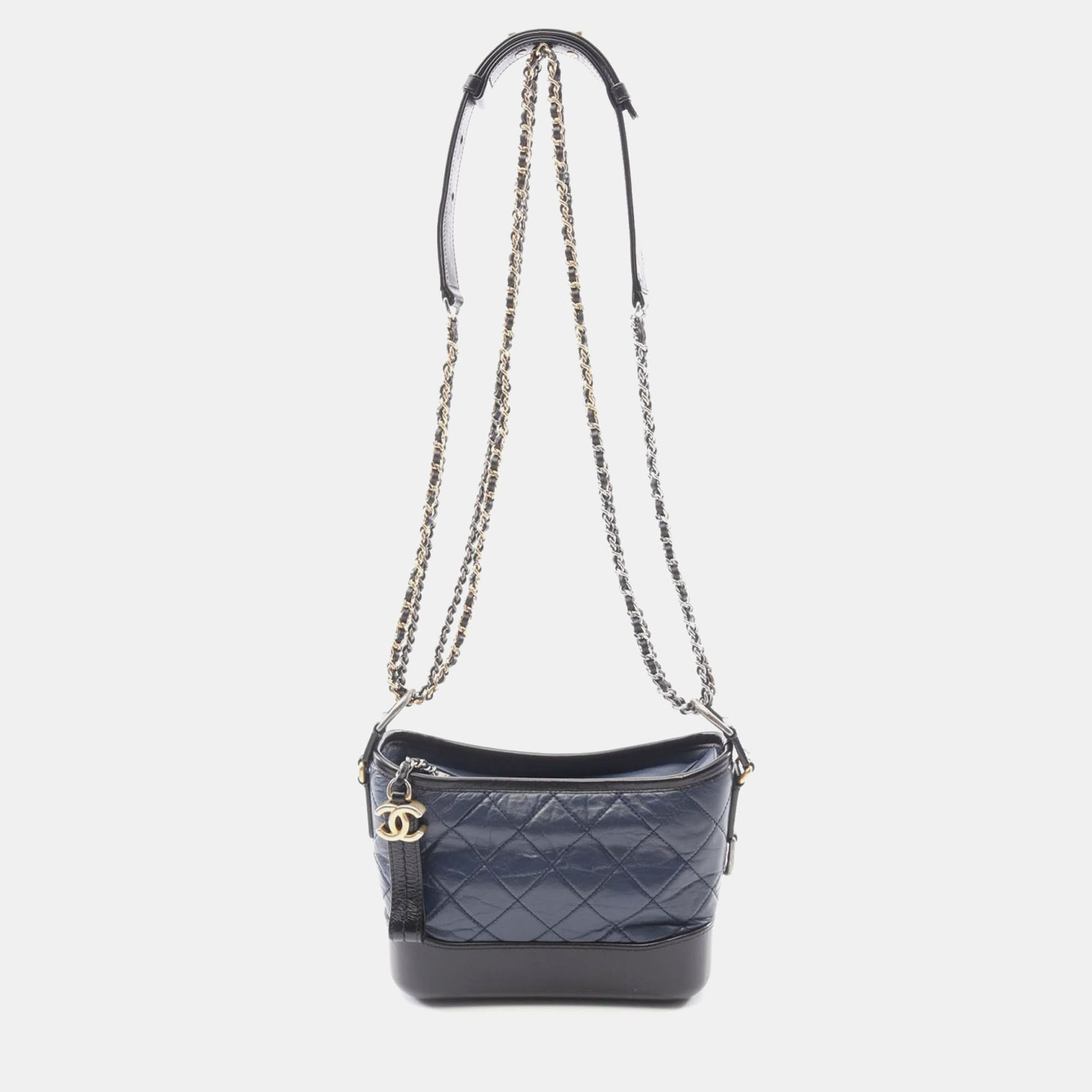 

Chanel Gabrielle Small Blue Black Leather Hobo Bag