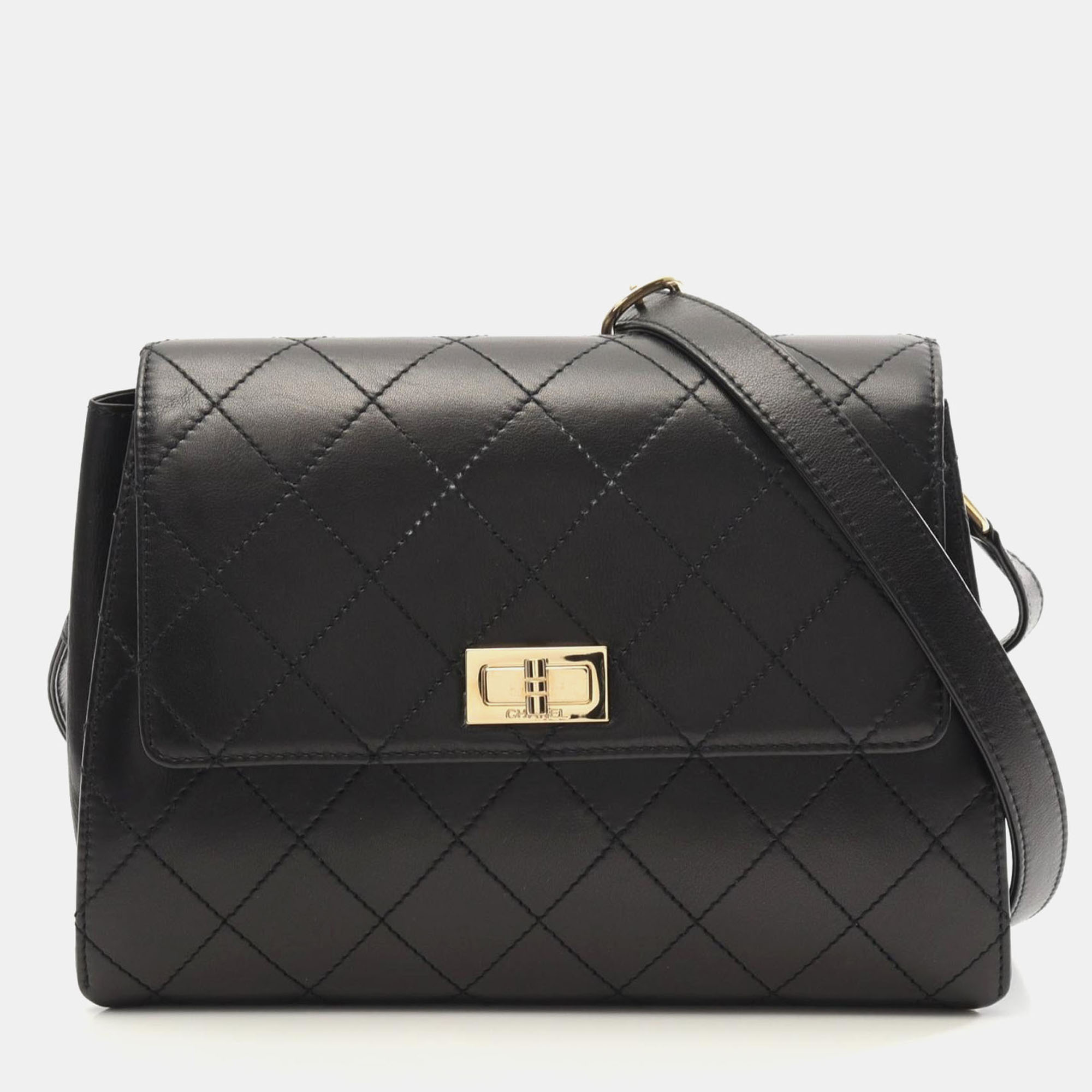 

Chanel 2.55 Black Lambskin Chain Shoulder Bag