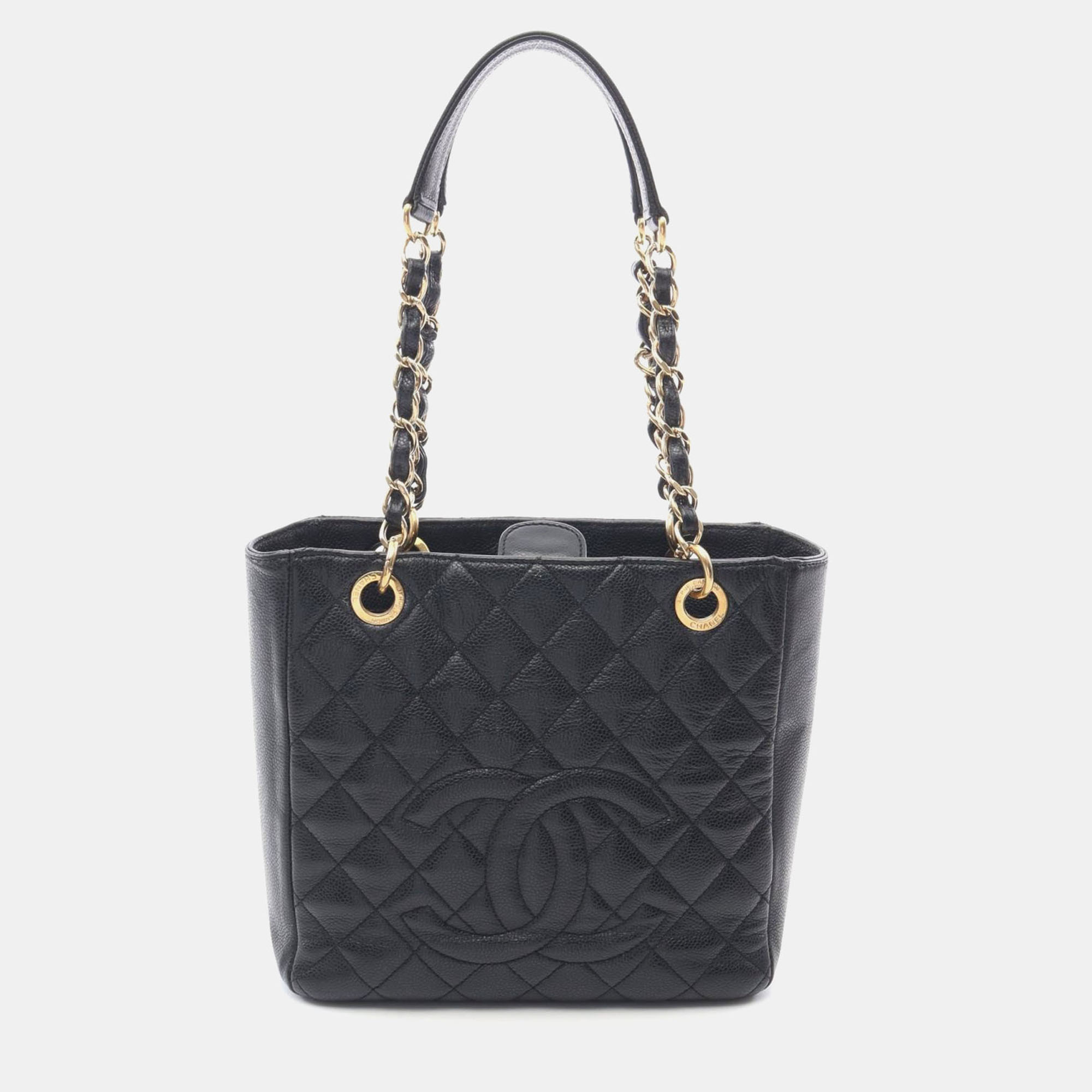 

Chanel CC Matelassé PST Black Calfskin Leather Chain Shoulder Bag GHW