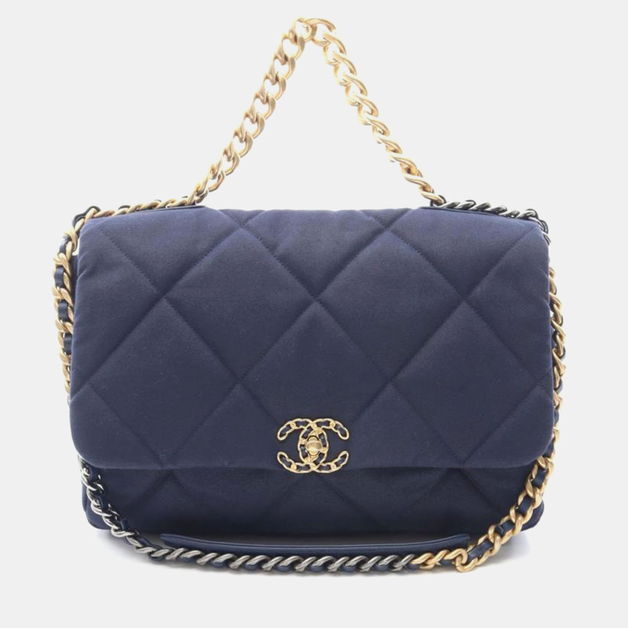 

Chanel 19 Maxi Navy Blue Canvas Crossbody Bag