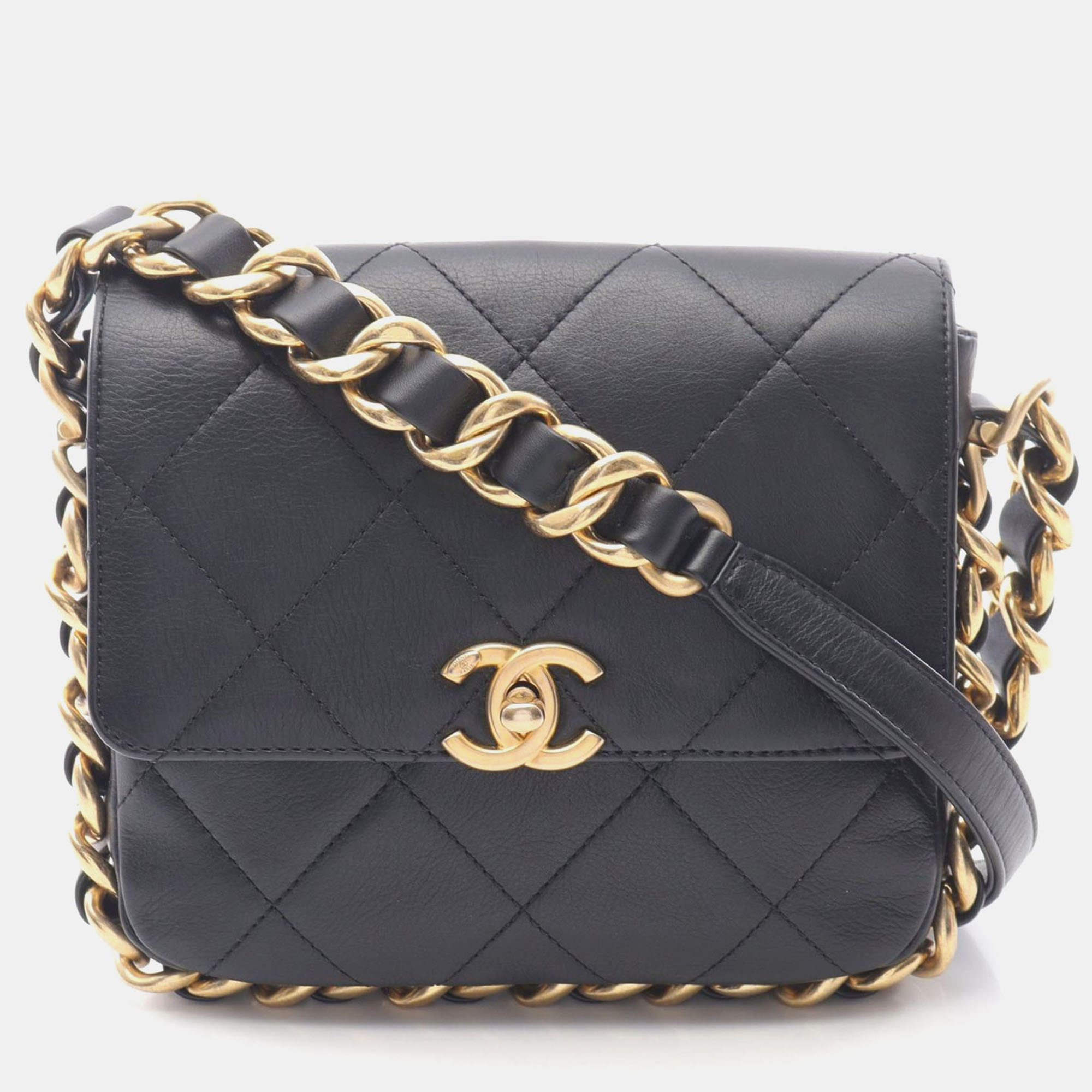 

Chanel Matelasse Small Flap Black Lambskin Chain Shoulder Bag