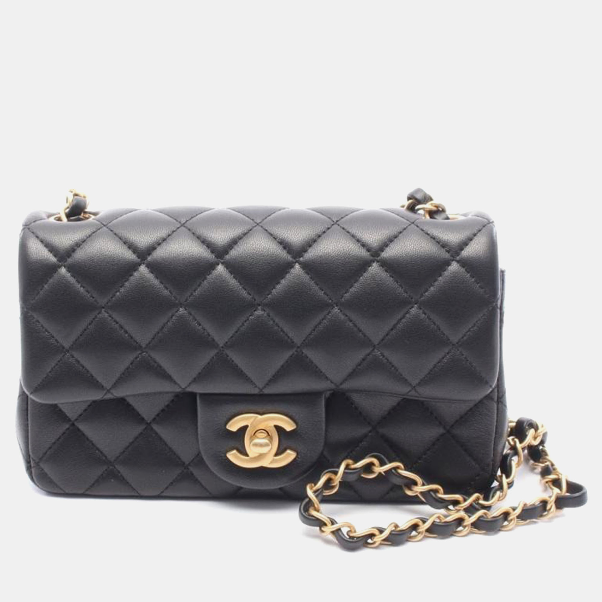 

Chanel Single Flap Mini Leather Shoulder Bag, Black