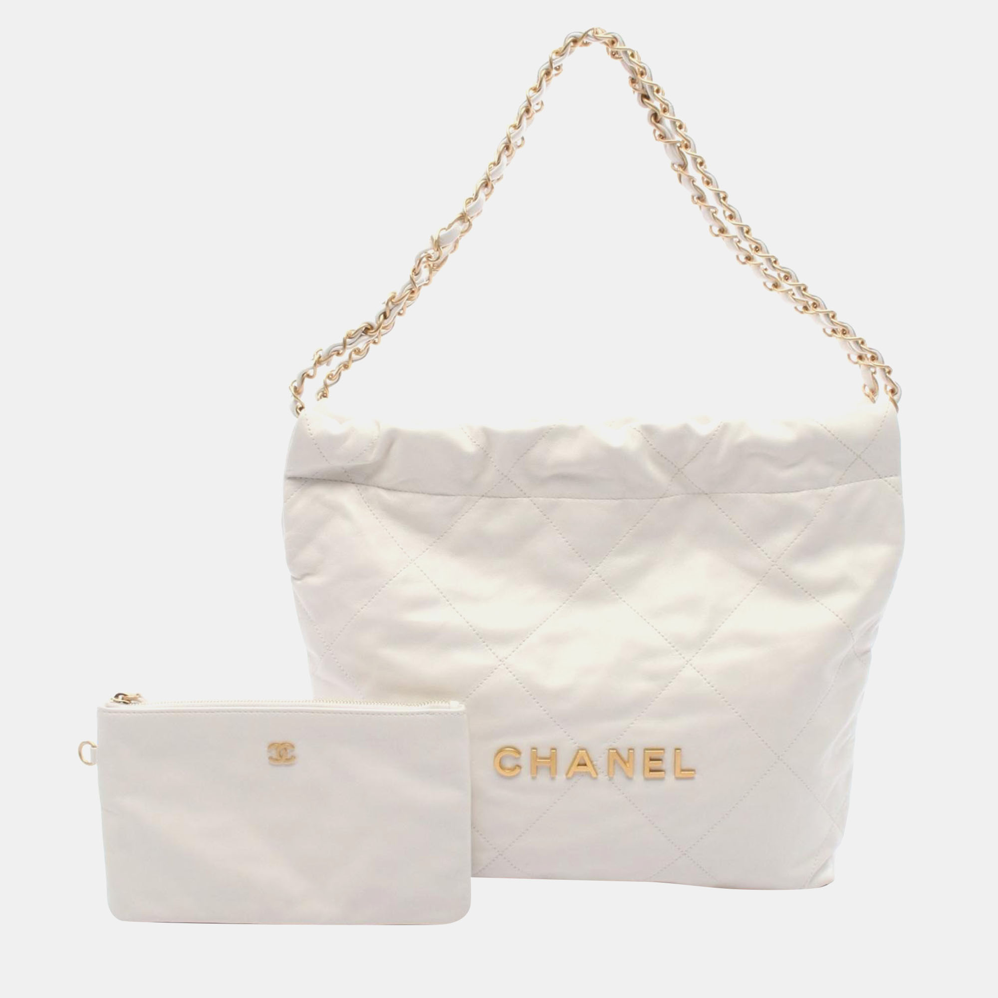 

Chanel Matelasse Chanel 22 Small Chain Shoulder Bag Leather Wh Ghw, White
