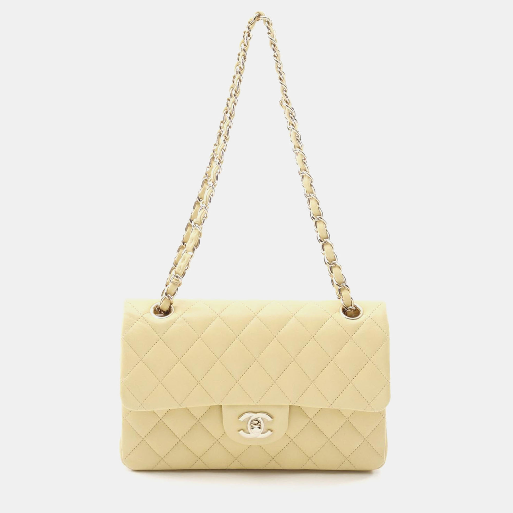 

Chanel Matelasse W Flap Chain Shoulder Bag Lamb Leather Ghwyellow, Yellow
