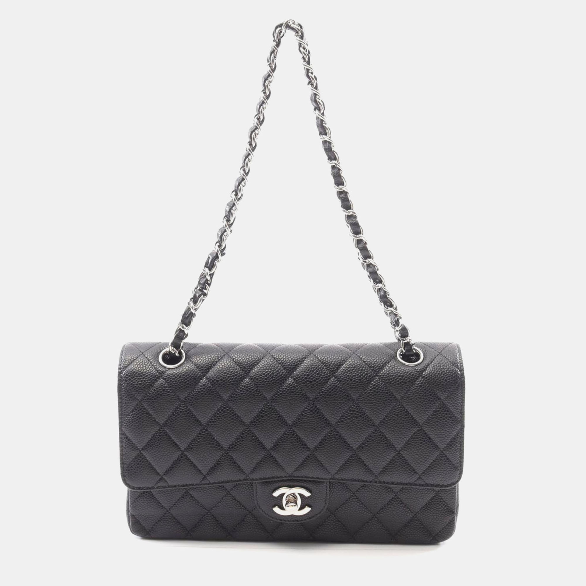 

Chanel Classic Double Flap Black Leather Chain Shoulder Bag