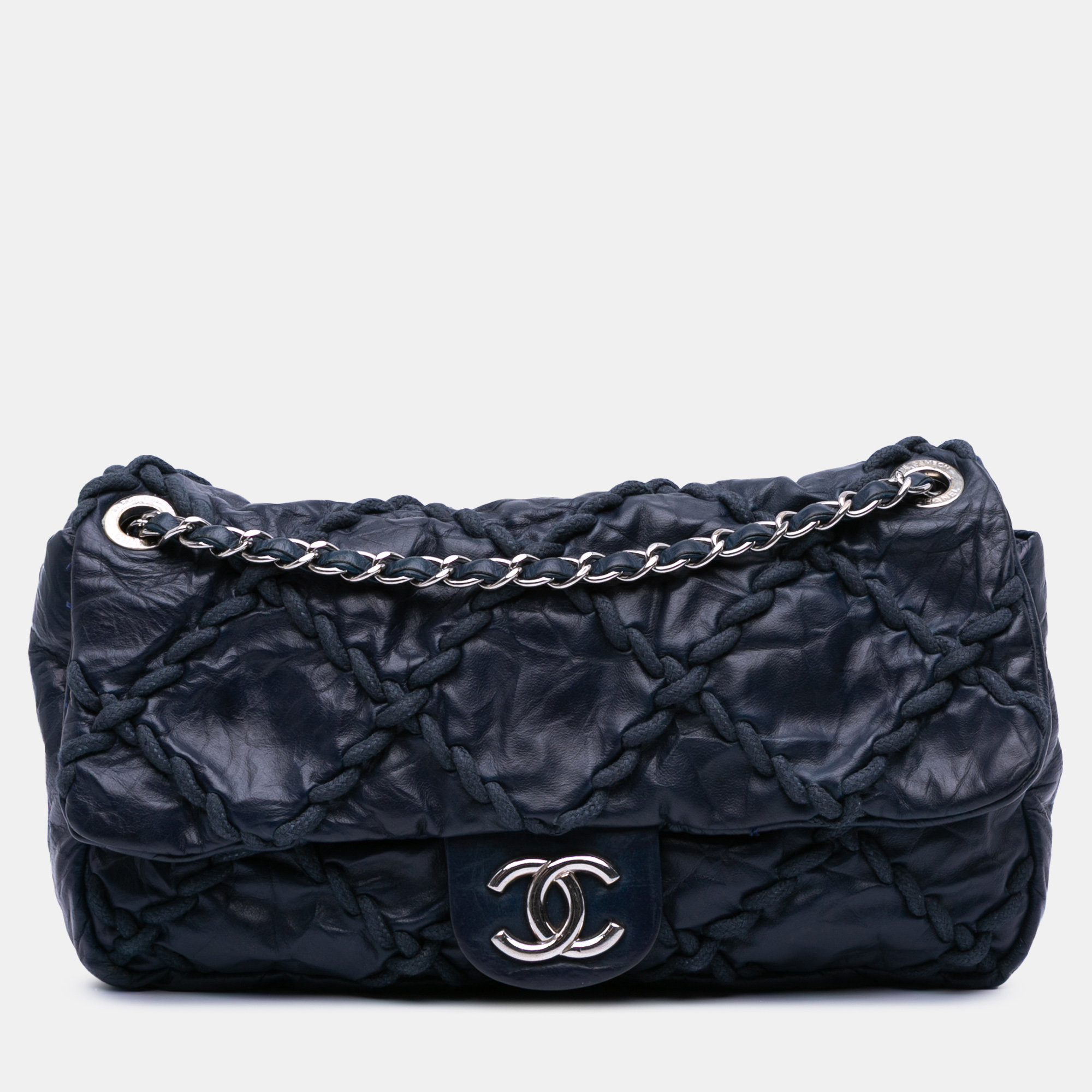 

Chanel Navy Blue Medium Quilted Crinkled Calfskin Ultra Stitch Flap