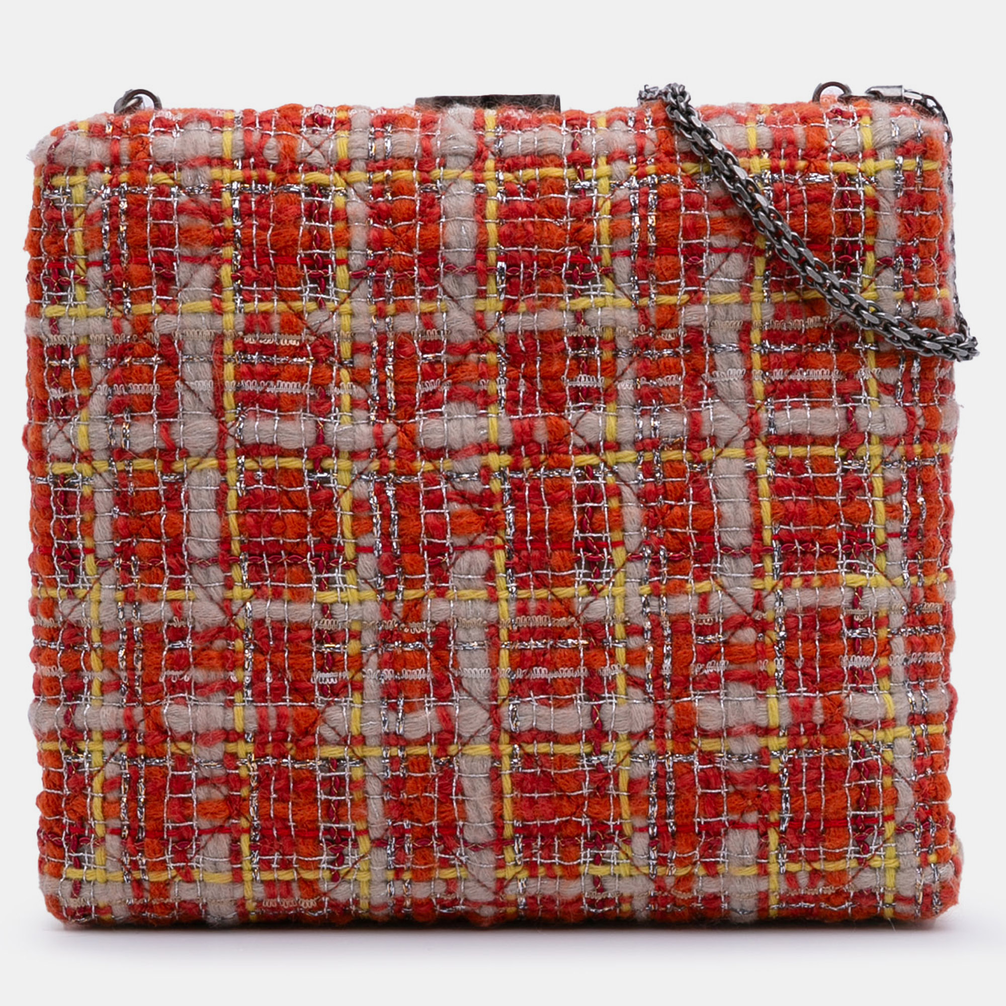 

Chanel Orange Multicolor Tweed and Leather Quadrato Box Shoulder Bag