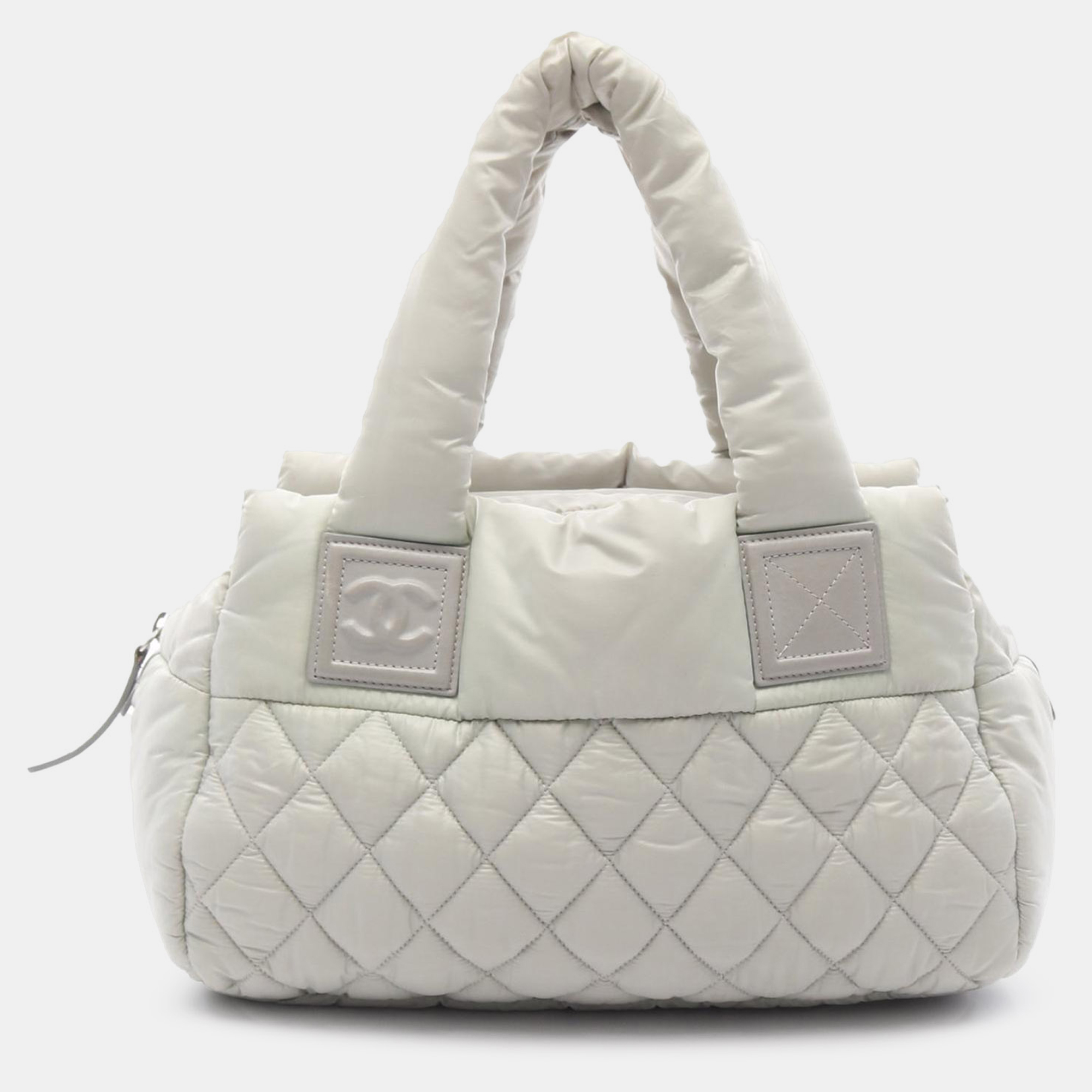 Pre-owned Chanel Grey Small Quilted Nylon Coco Cocoon Tote In Gray