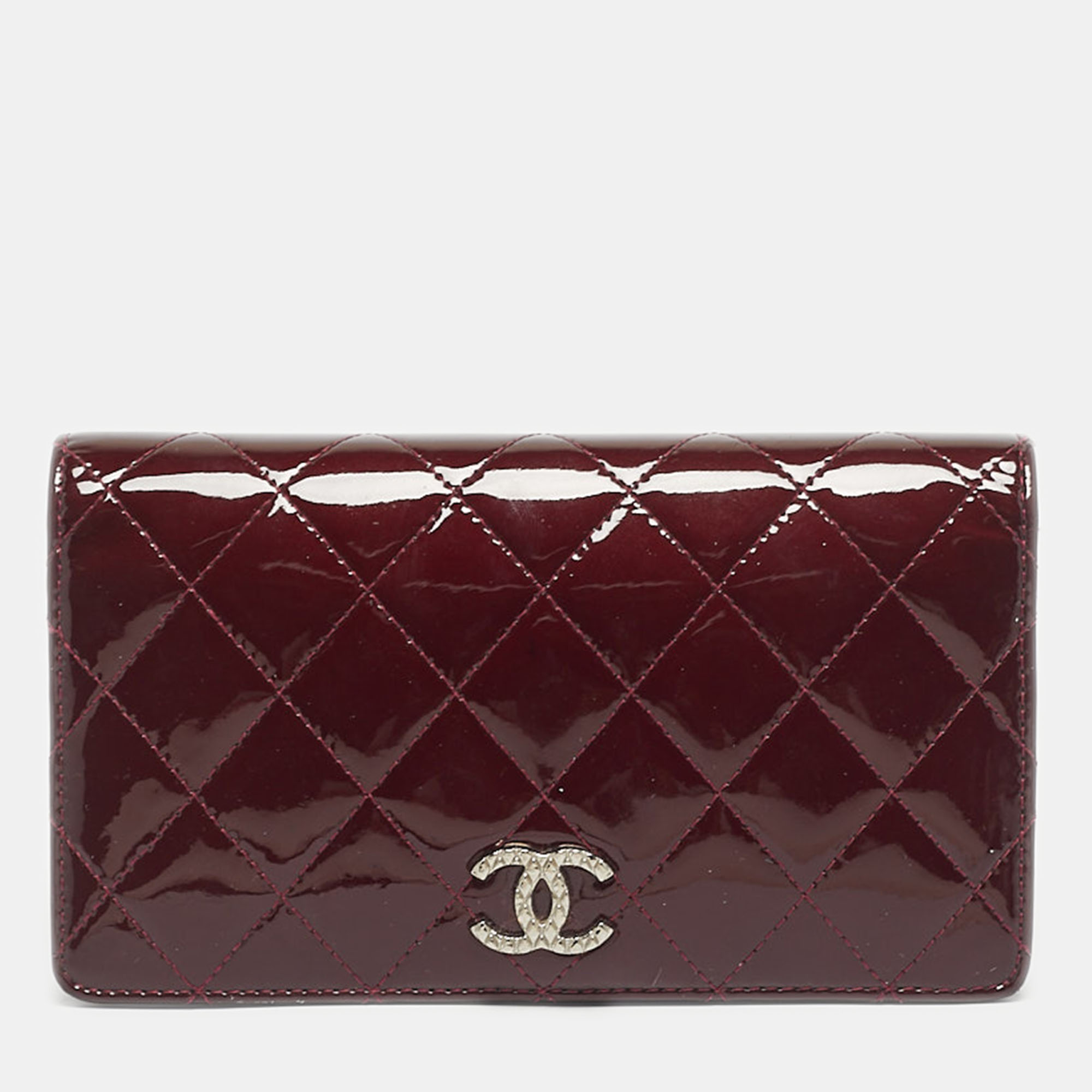 

Chanel Burgundy Quilted Patent Leather  Yen Wallet
