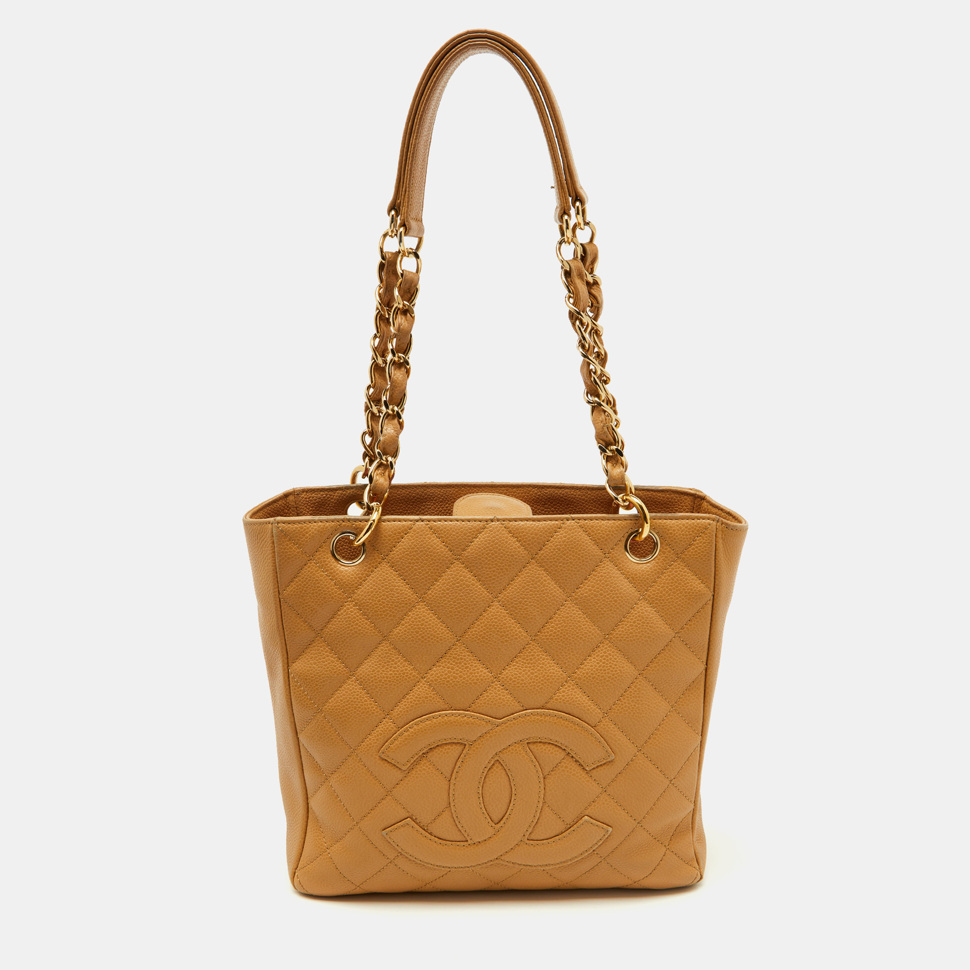 

Chanel Beige Quilted Caviar Leather Petite Shopper Tote
