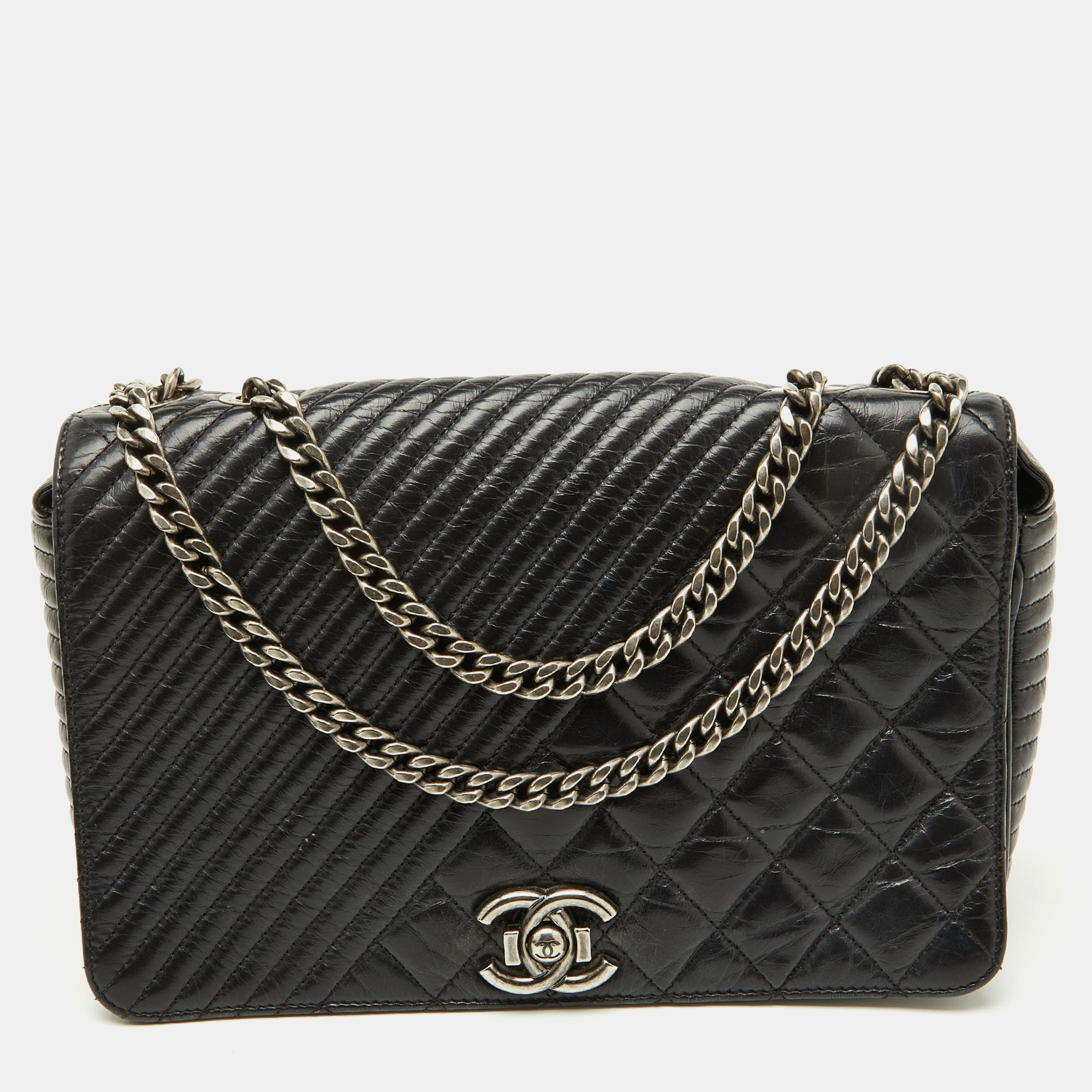 

Chanel Black Mixed Quilted Leather  Coco Boy Flap Bag