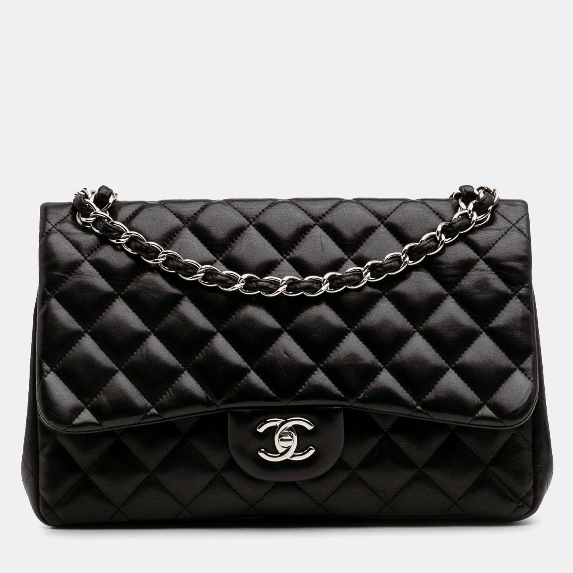 

Chanel Black Jumbo Classic Lambskin Double Flap