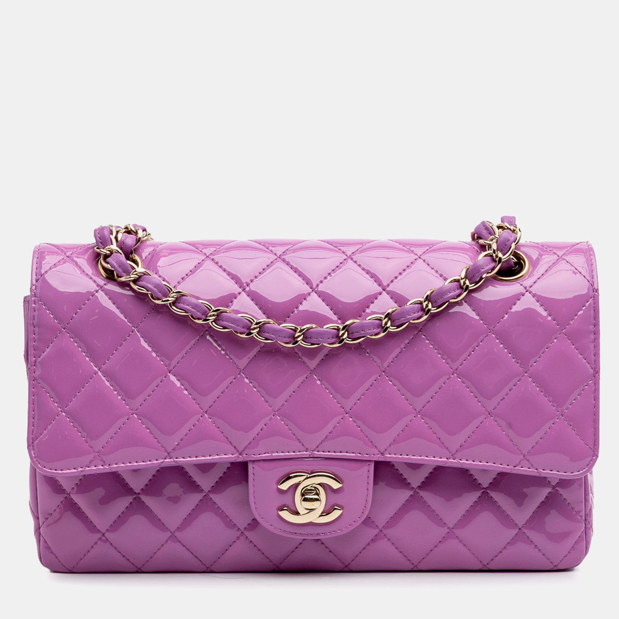 

Chanel Purple Medium Classic Patent Double Flap