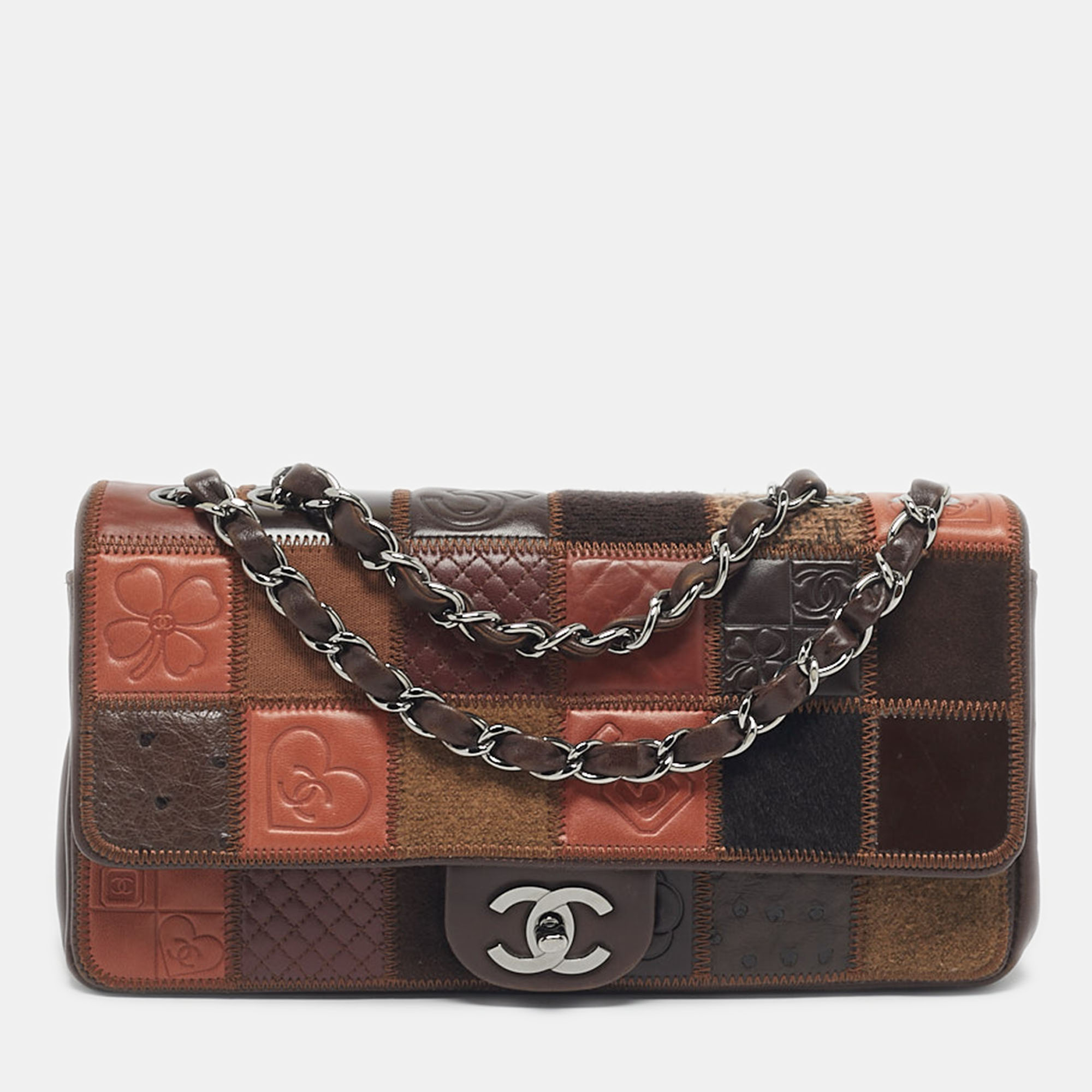 

Chanel Multicolor Leather Mixed Patchwork East West Flap Bag