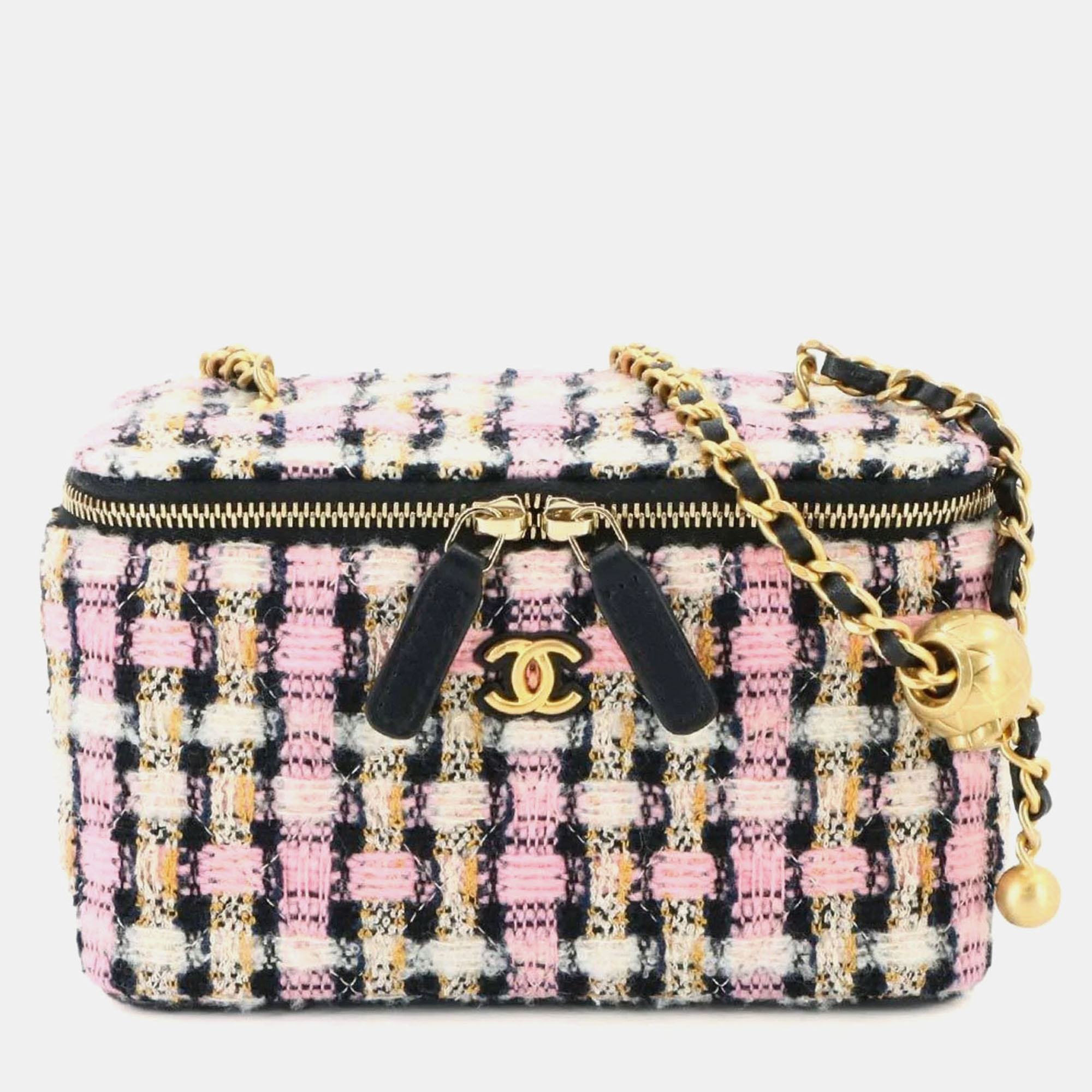 

Chanel Vanity Small Multicolor Tweed Leather Shoulder Bag