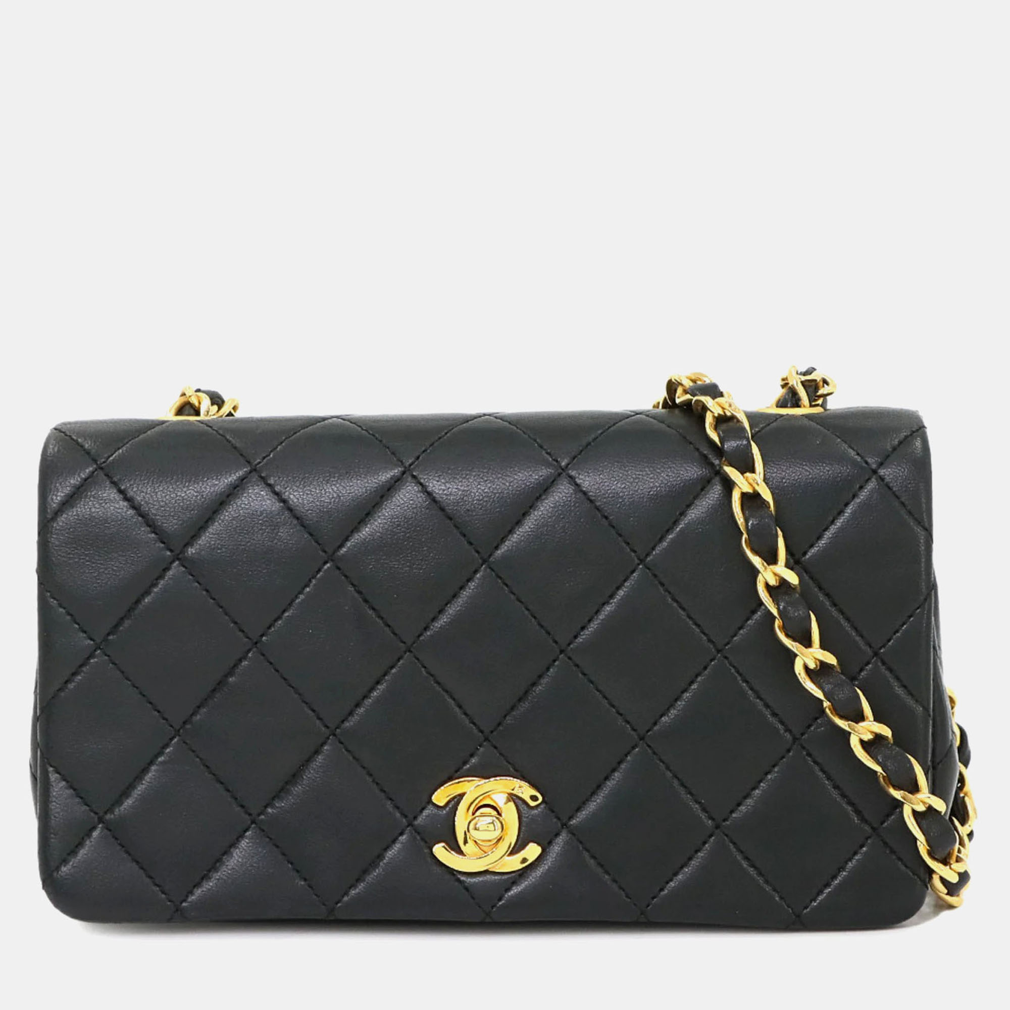 

Chanel Mini Matelassé Black Leather Chain Shoulder Bag GHW