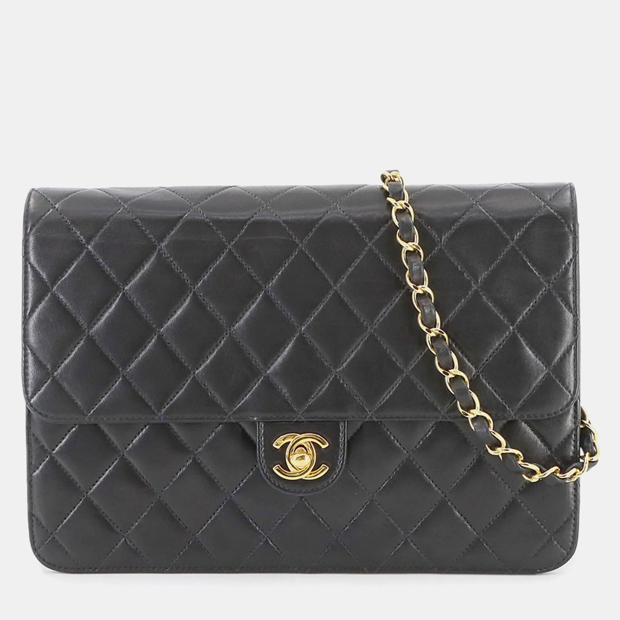 

Chanel Matelasse Chain Shoulder Bag Leather Black Gold Hardware
