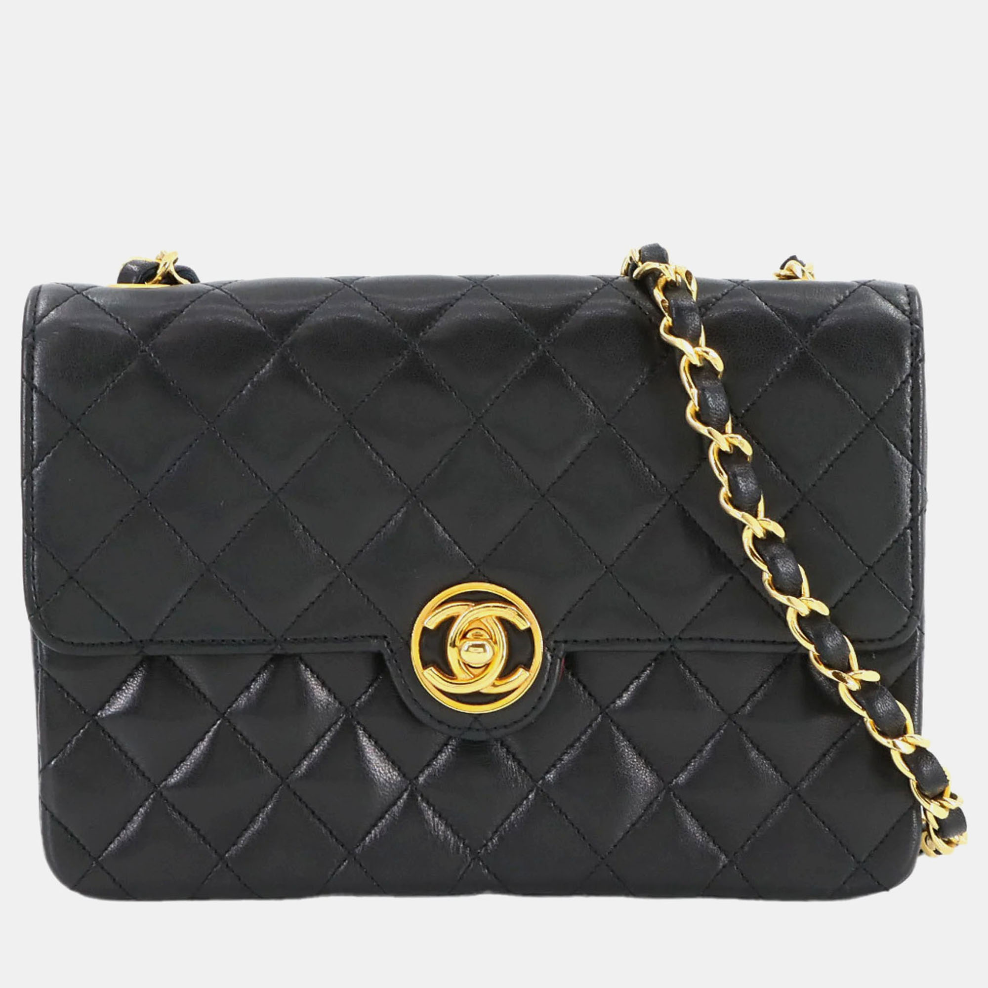 

Chanel Mini Matelasse Chain Shoulder Bag Leather Black Gold Metal Fittings