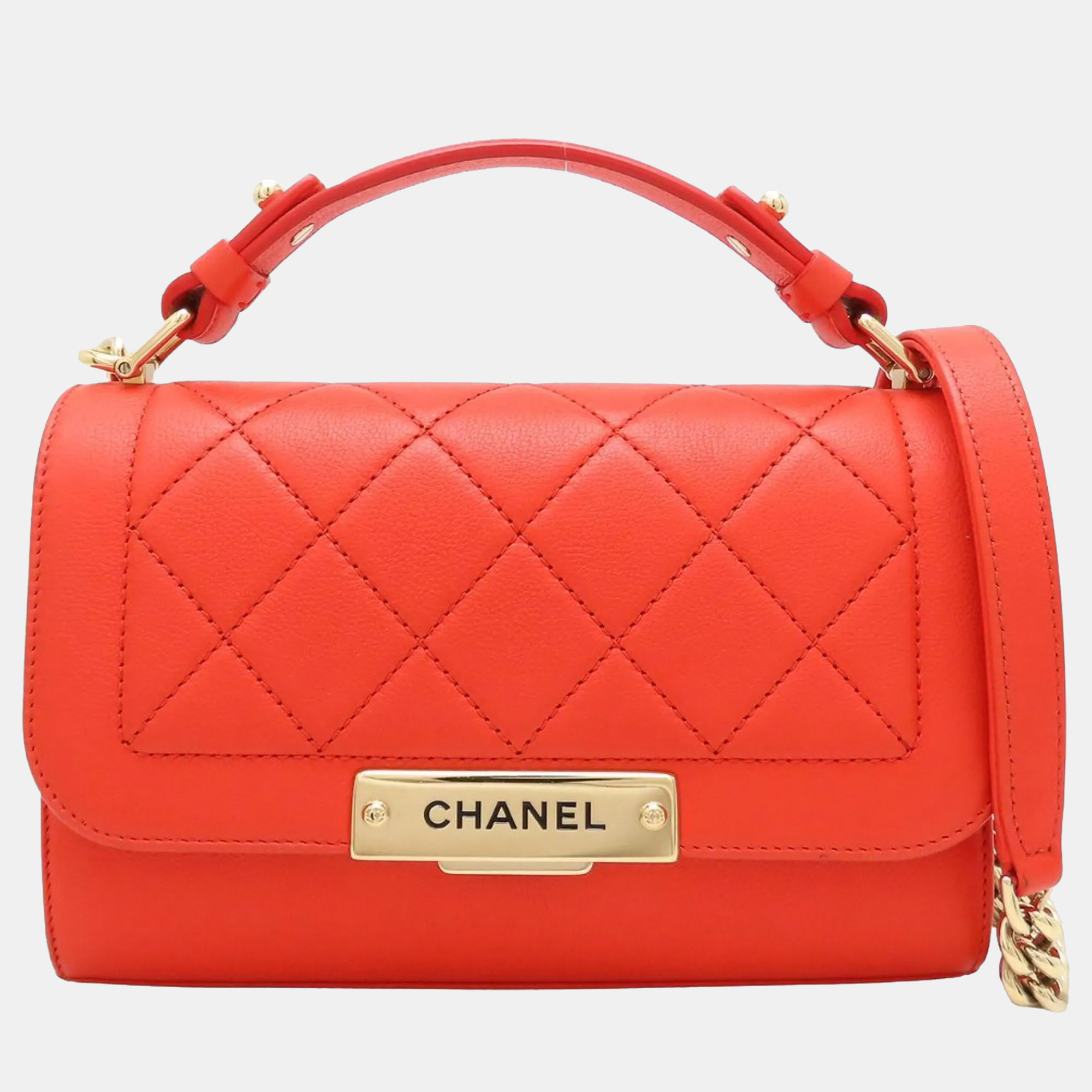 

Chanel Click Orange Calf Leather Chain Shoulder Bag