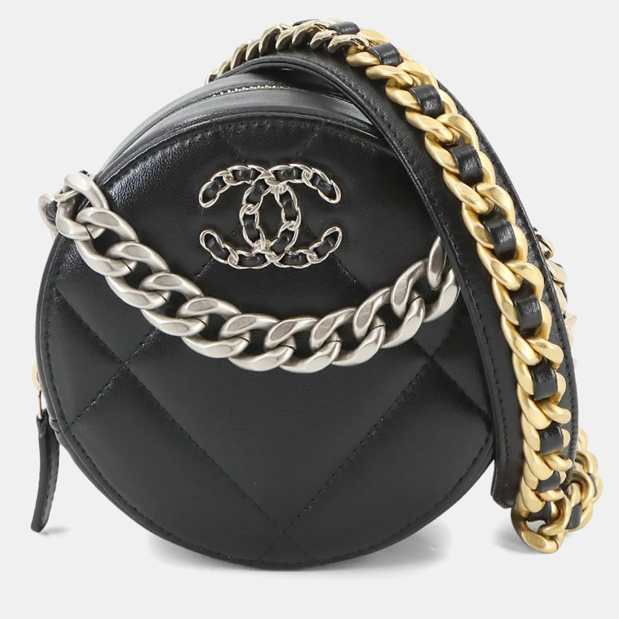 

Chanel 19 Round Black Leather Chain Shoulder Bag