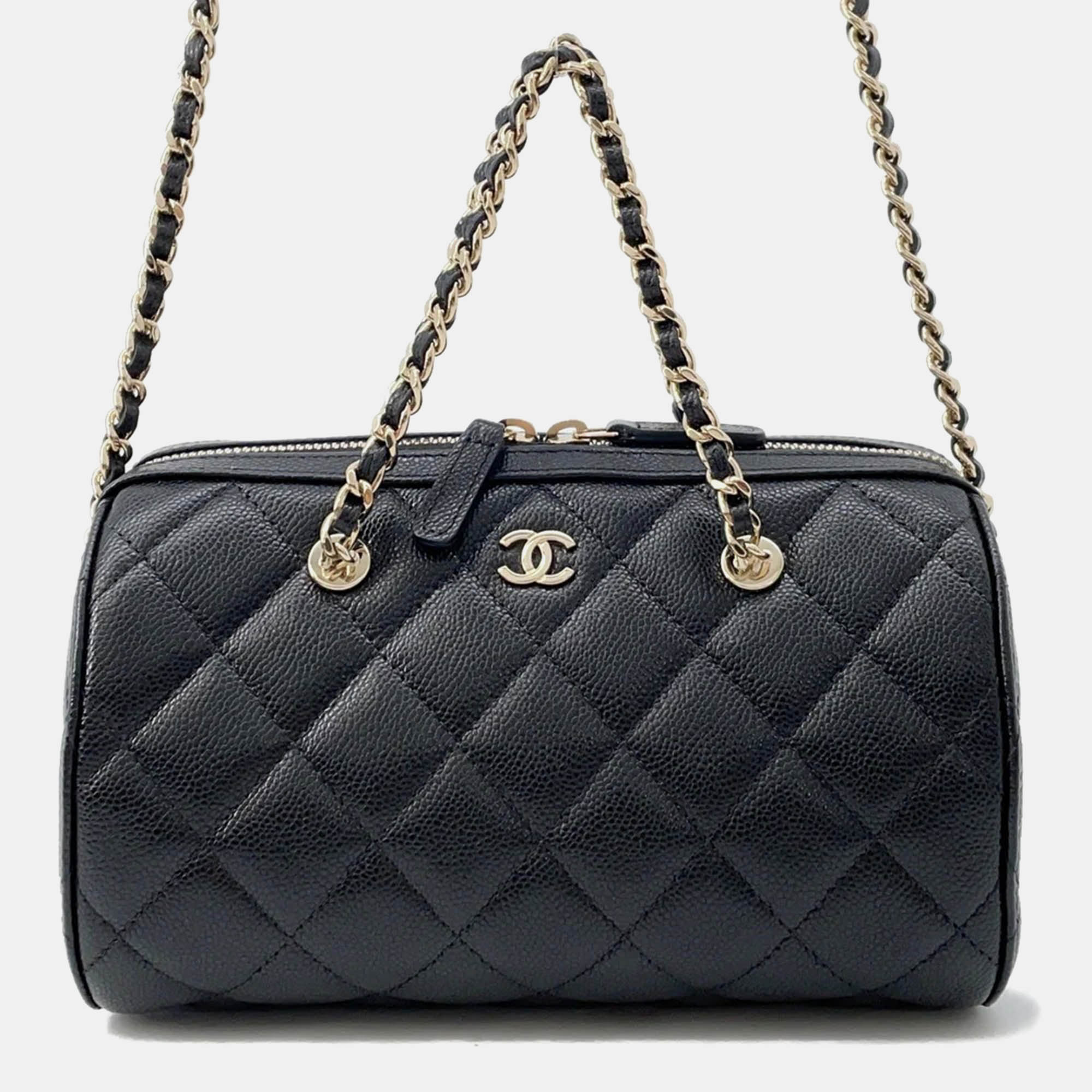 

Chanel Matelasse Mini Boston Chainshoulder Black Caviar Leather Size