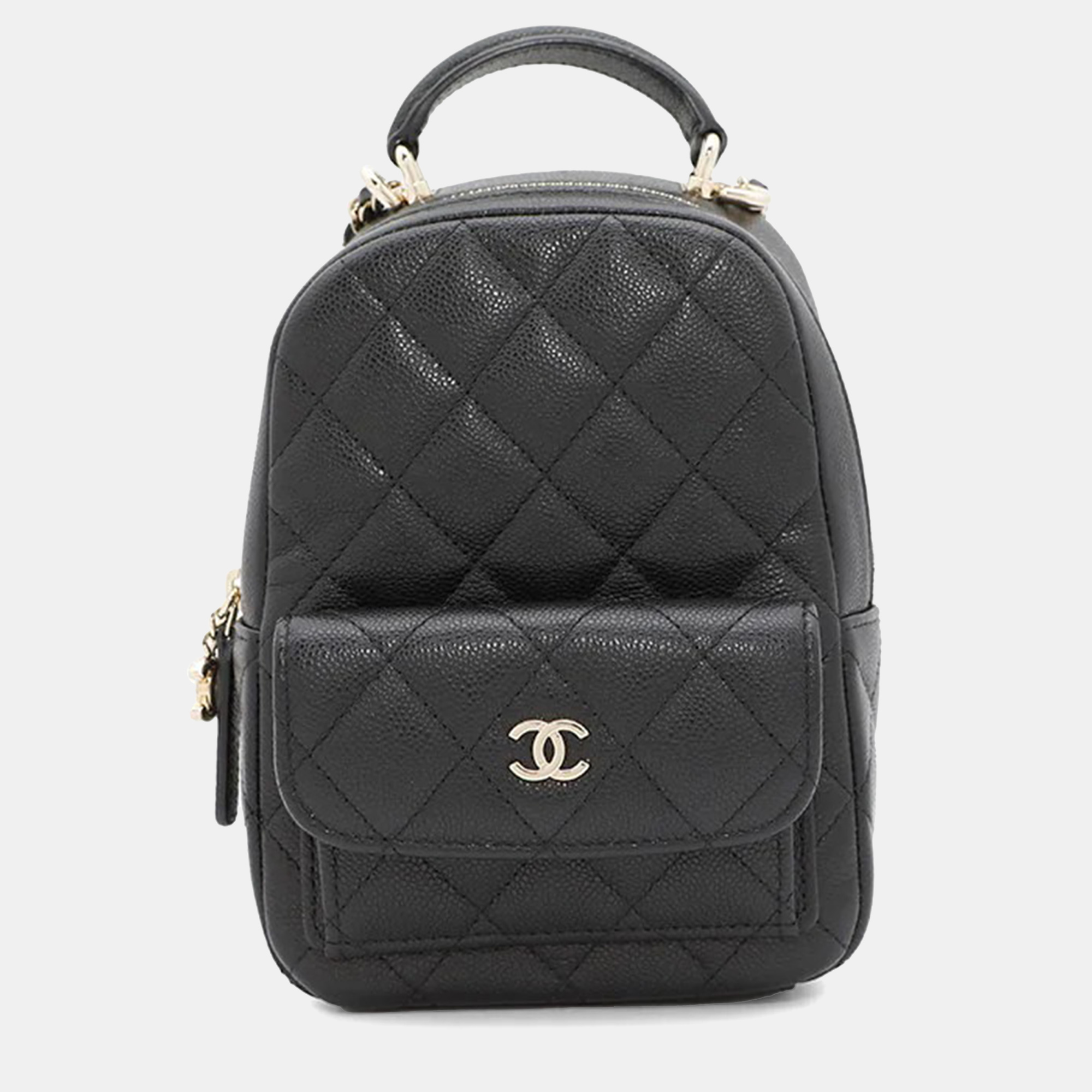 

Chanel Matelasse Backpack Black Caviar Leather Size Mini