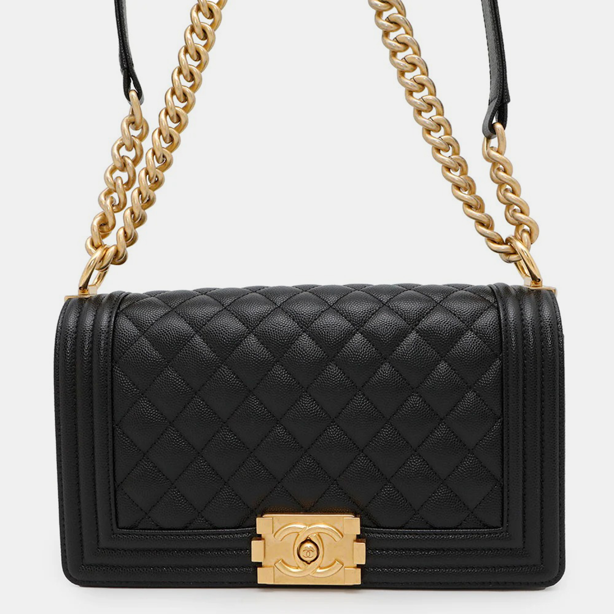 

Chanel Boy 25 Black Caviar Leather Shoulder Bag