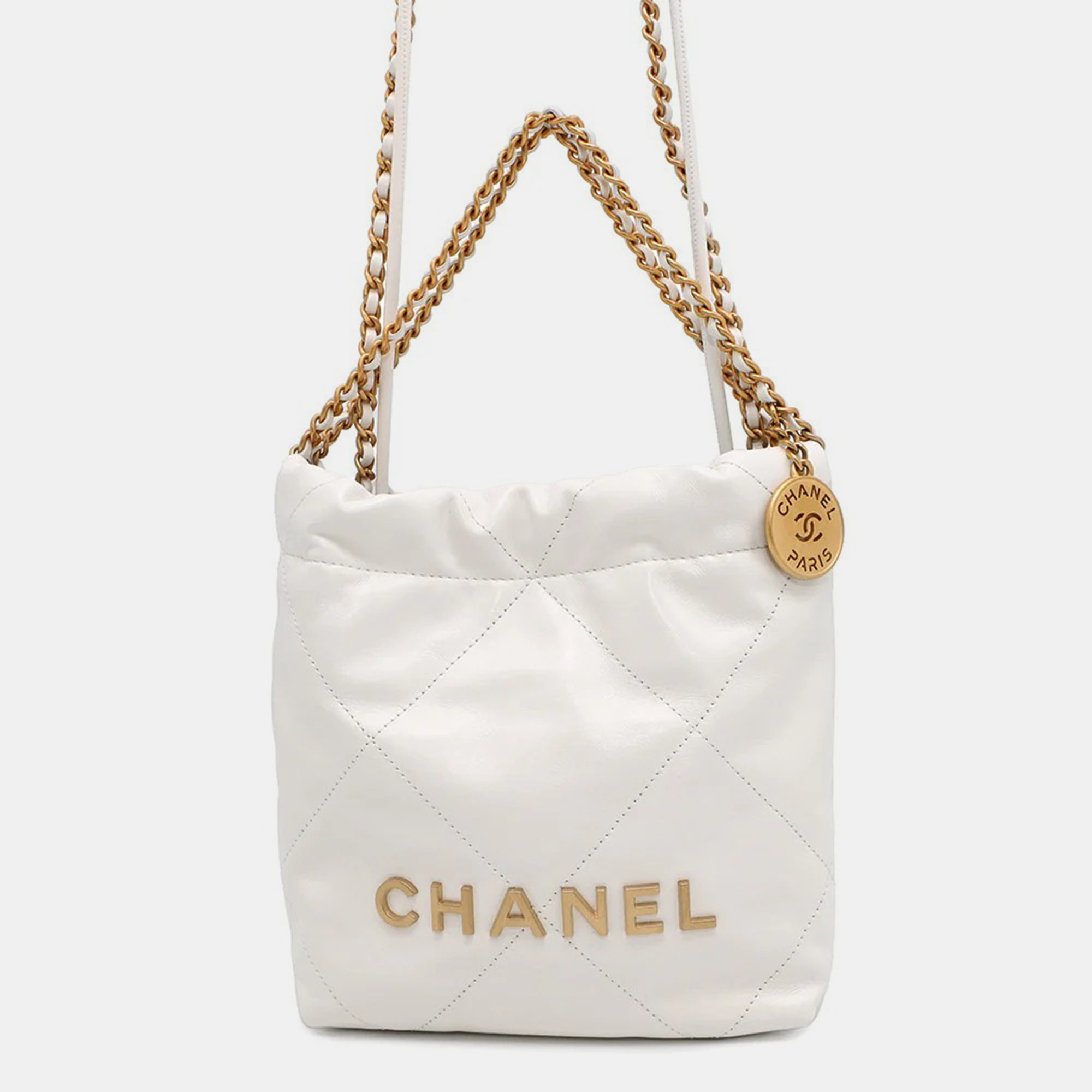 

Chanel 22 Mini White Shiny Calf Leather Shoulder Bag