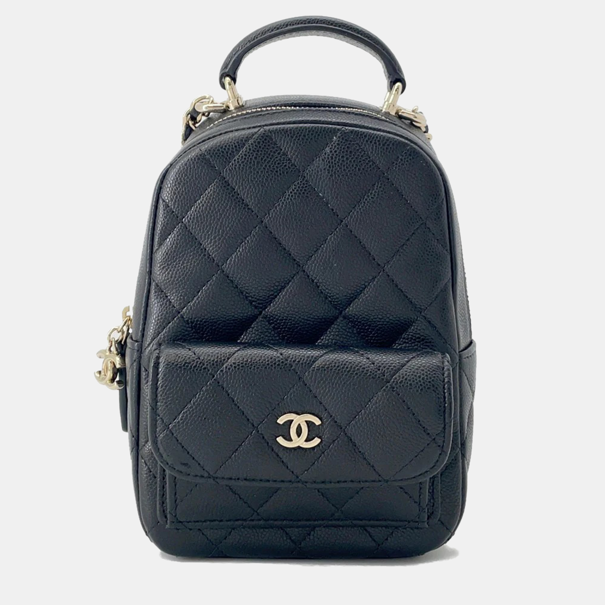 

Chanel Matelasse 2Way Shoulder Backpack Black Caviar Leather Size Mini