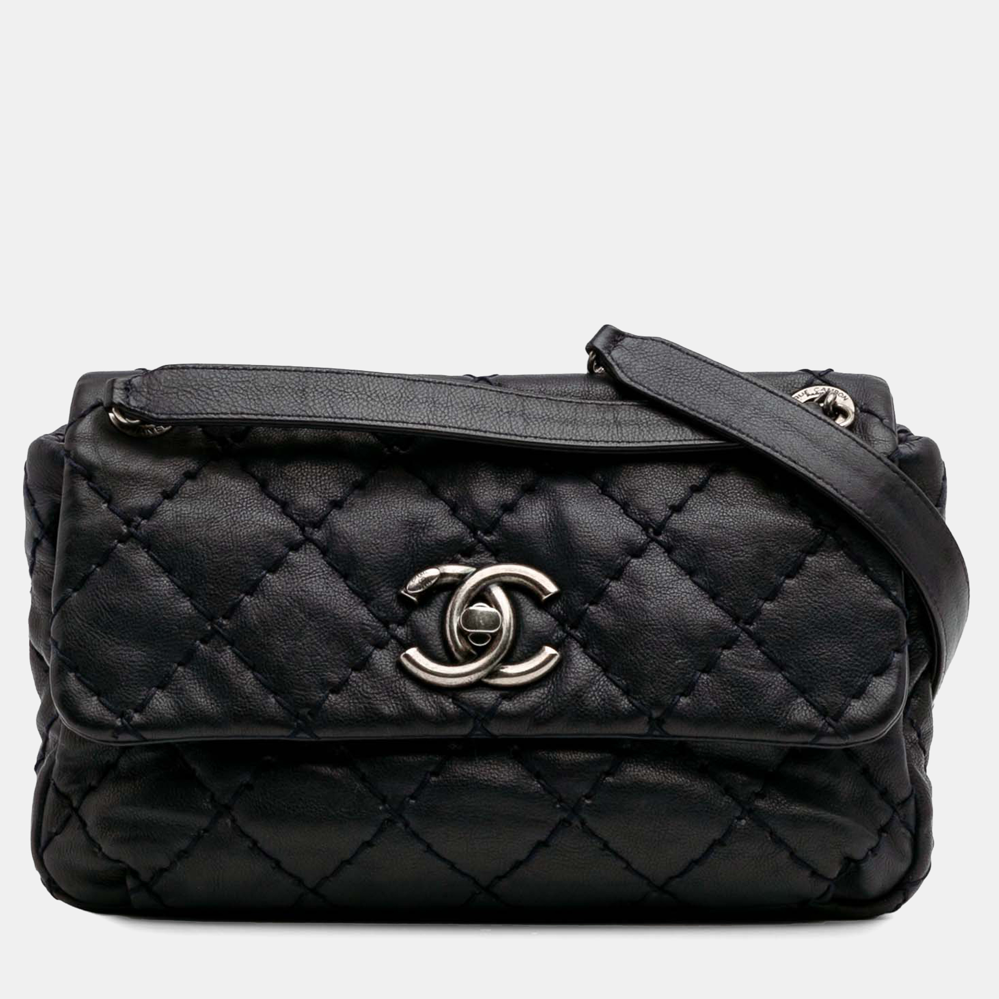 

Chanel Navy Blue Medium Quilted Calfskin Love Me Tender Flap