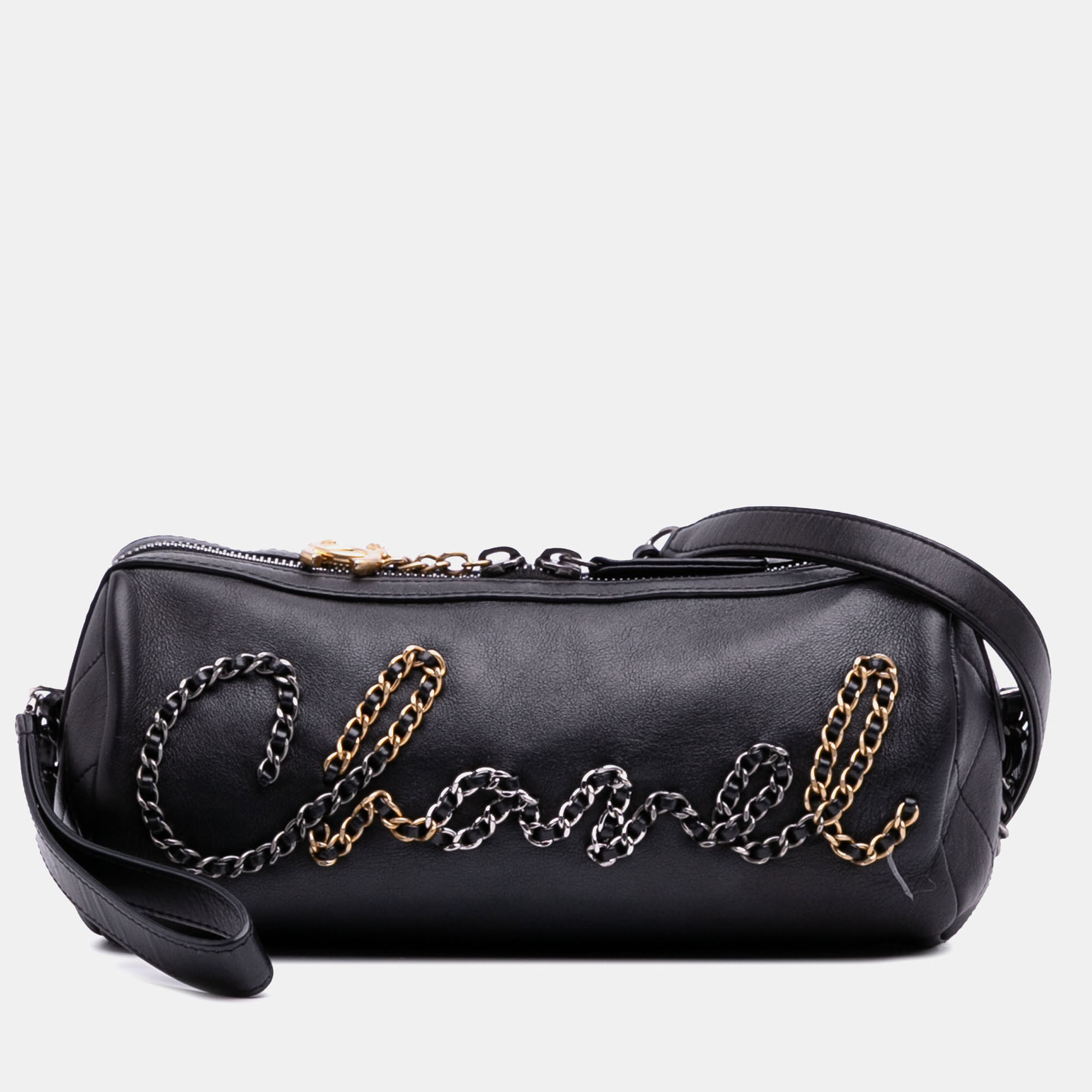 

Chanel Black Calfskin Signature Chain 20s Bowling Bag