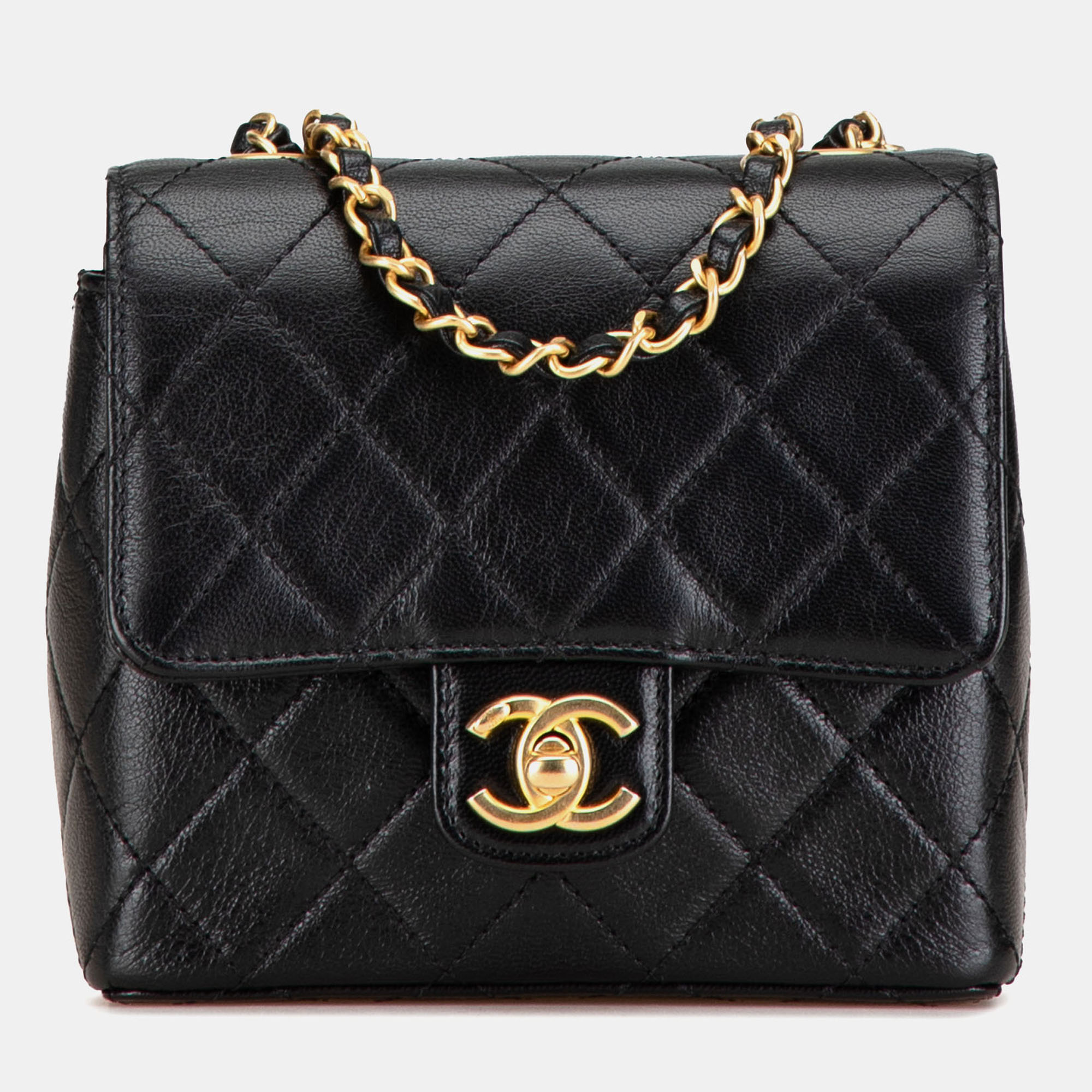

Chanel Black Mini Square Classic Goatskin Retro Flap