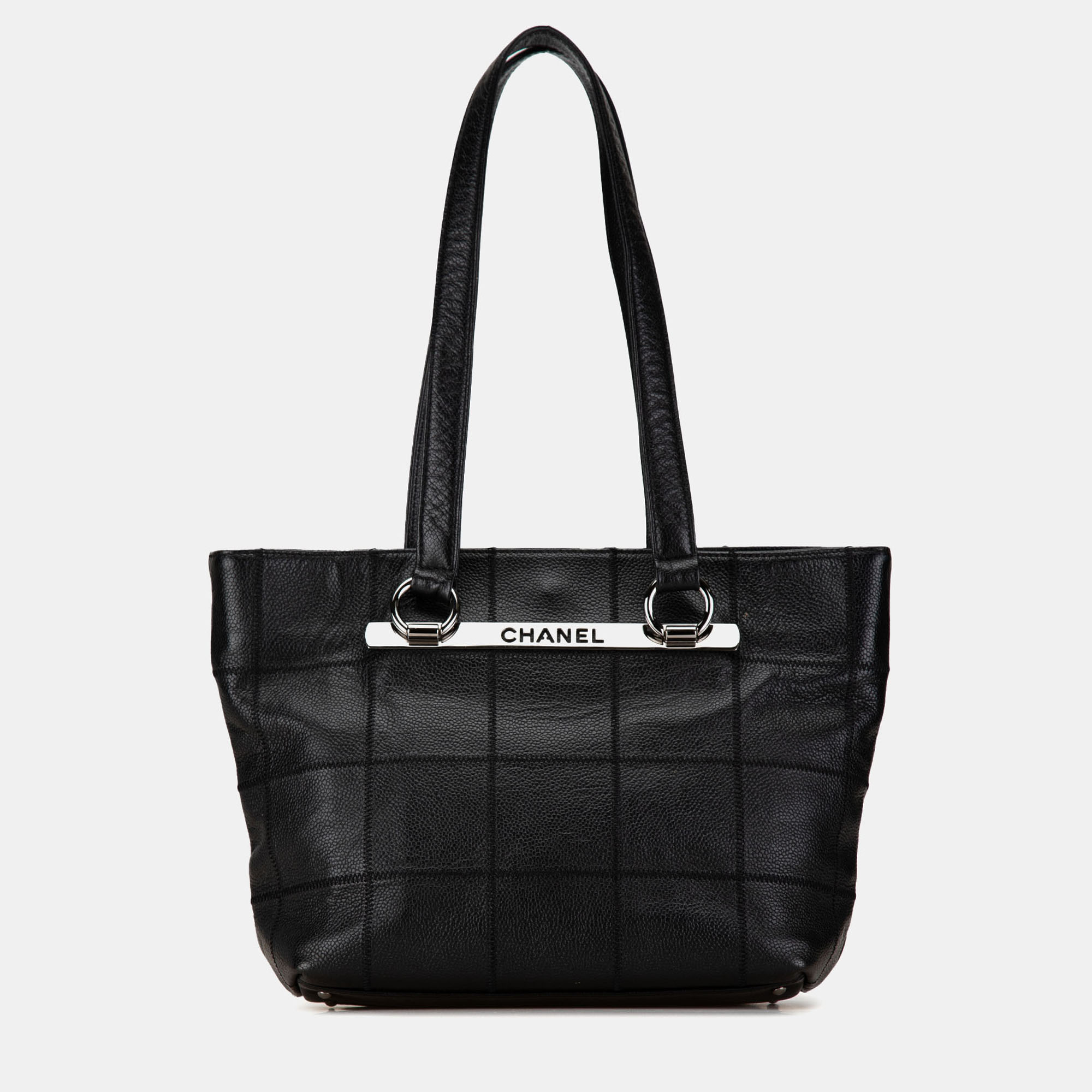 Pre-owned Chanel Black Caviar Choco Bar Tote