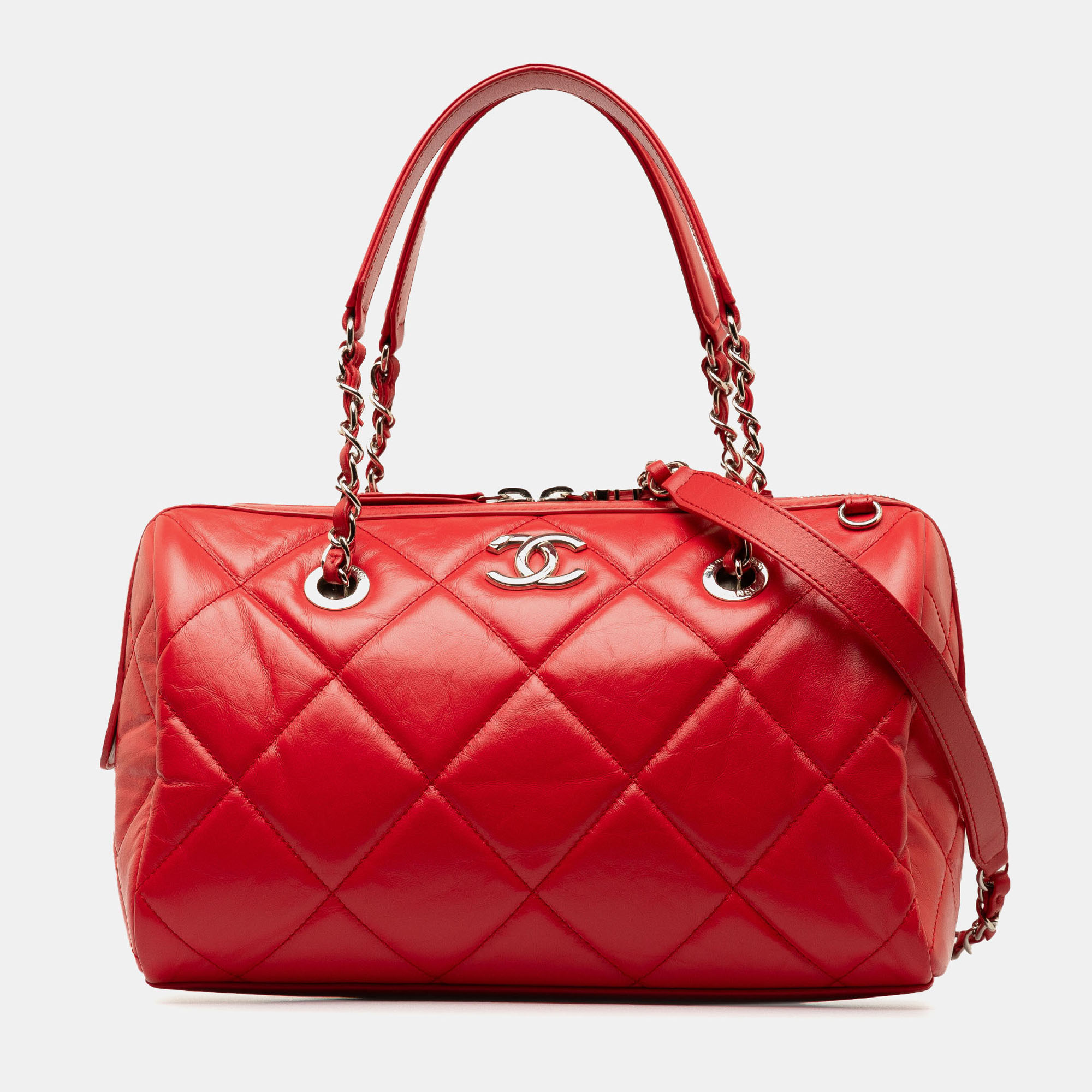 

Chanel Red Small Aged Calfskin Express Bowling Satchel