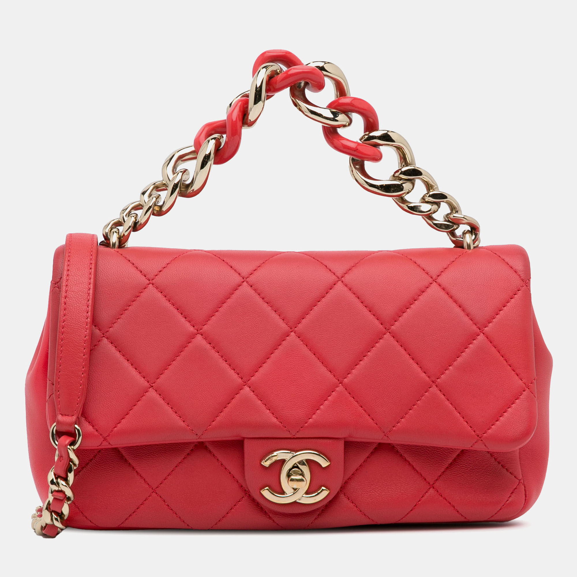 

Chanel Pink Small Lambskin Elegant Chain Single Flap