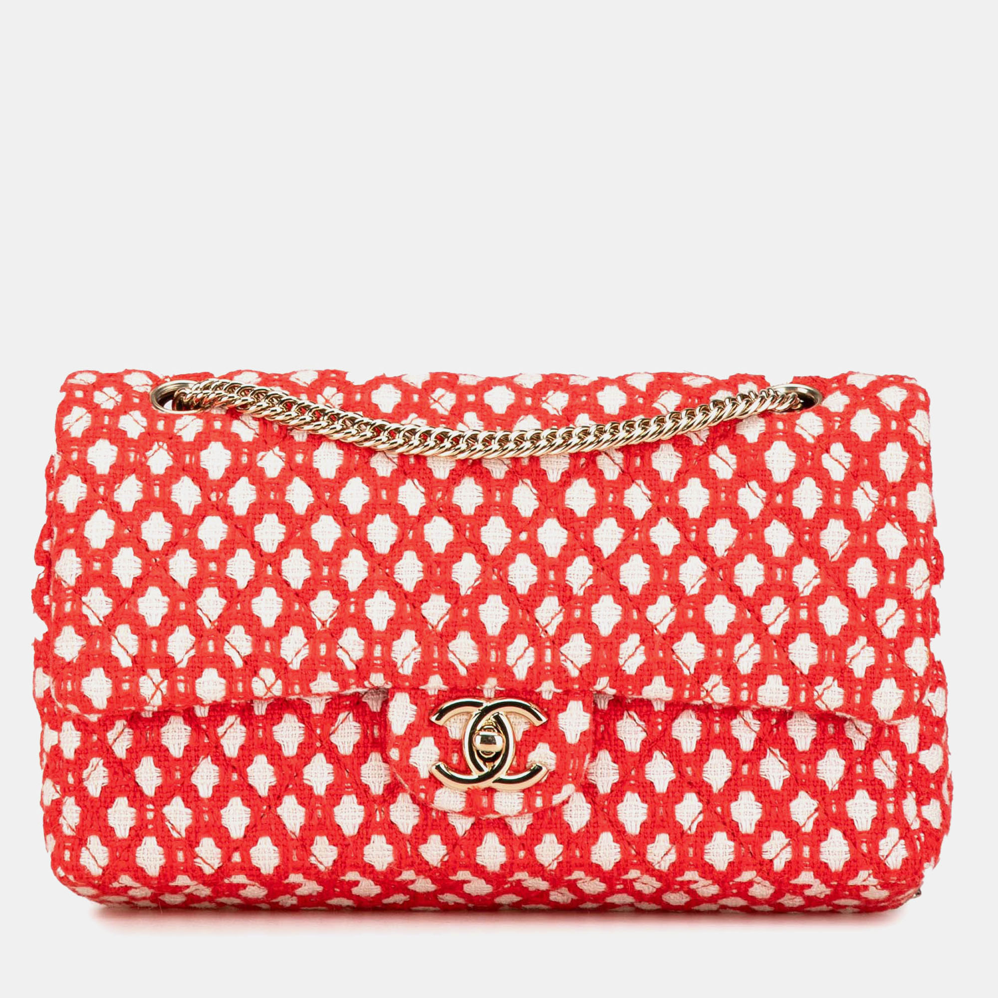 

Chanel Red Jumbo Tweed Double Flap