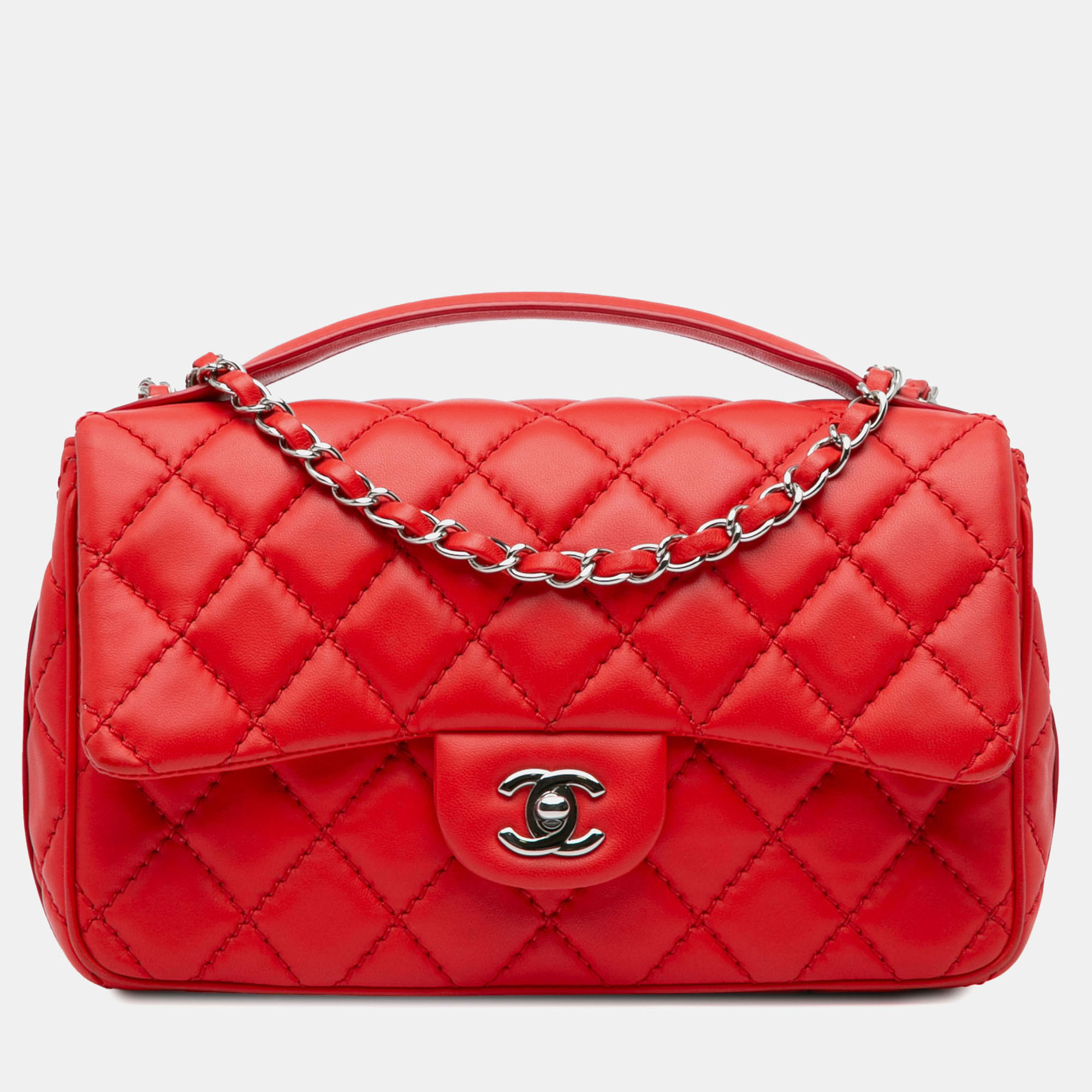 

Chanel Red Medium Easy Carry Flap Satchel