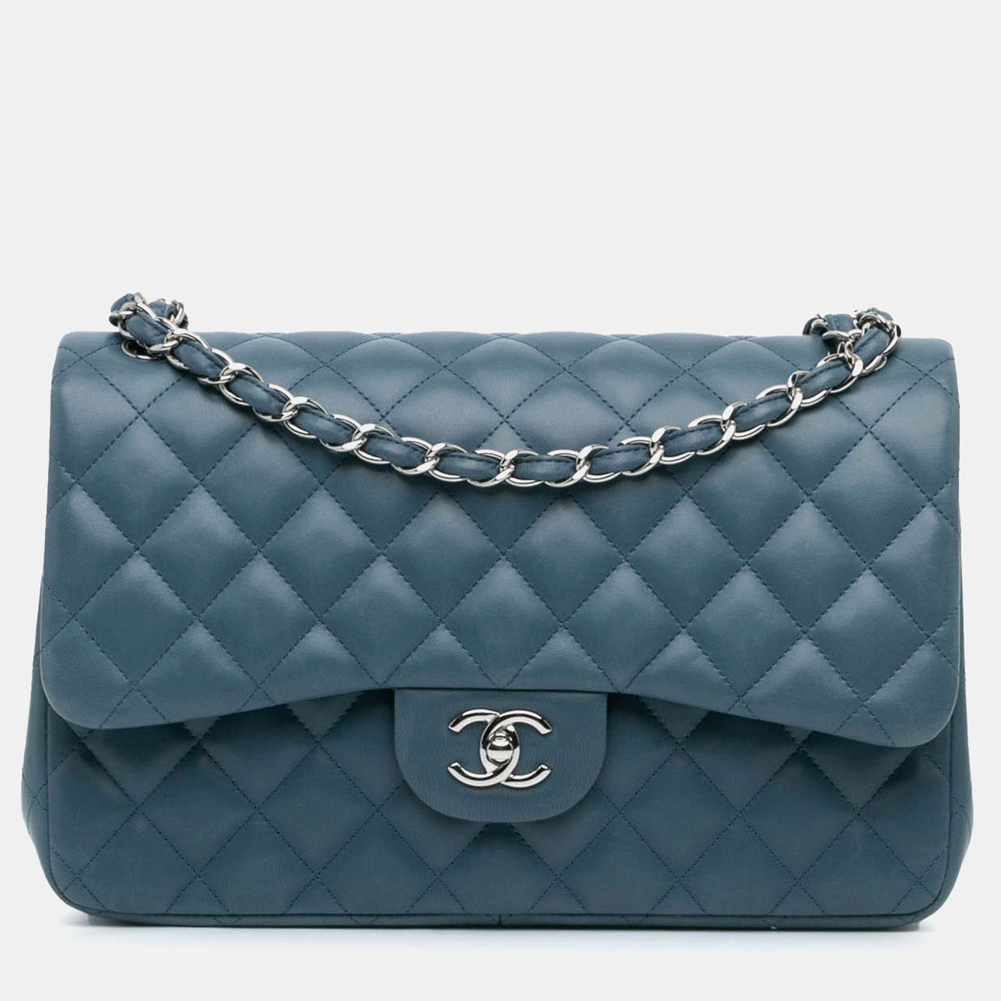 

Chanel Blue Jumbo Classic Lambskin Double Flap