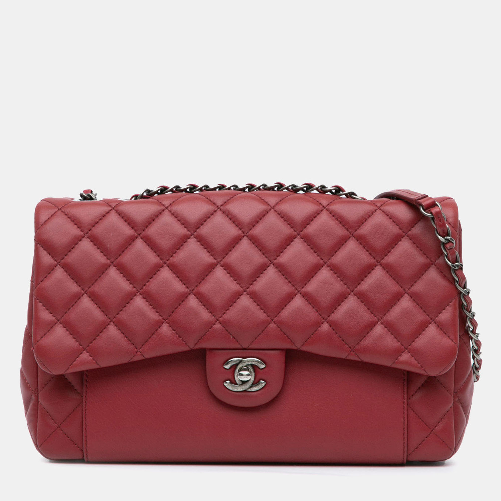 

Chanel Red CC Quilted Lambskin Single Flap